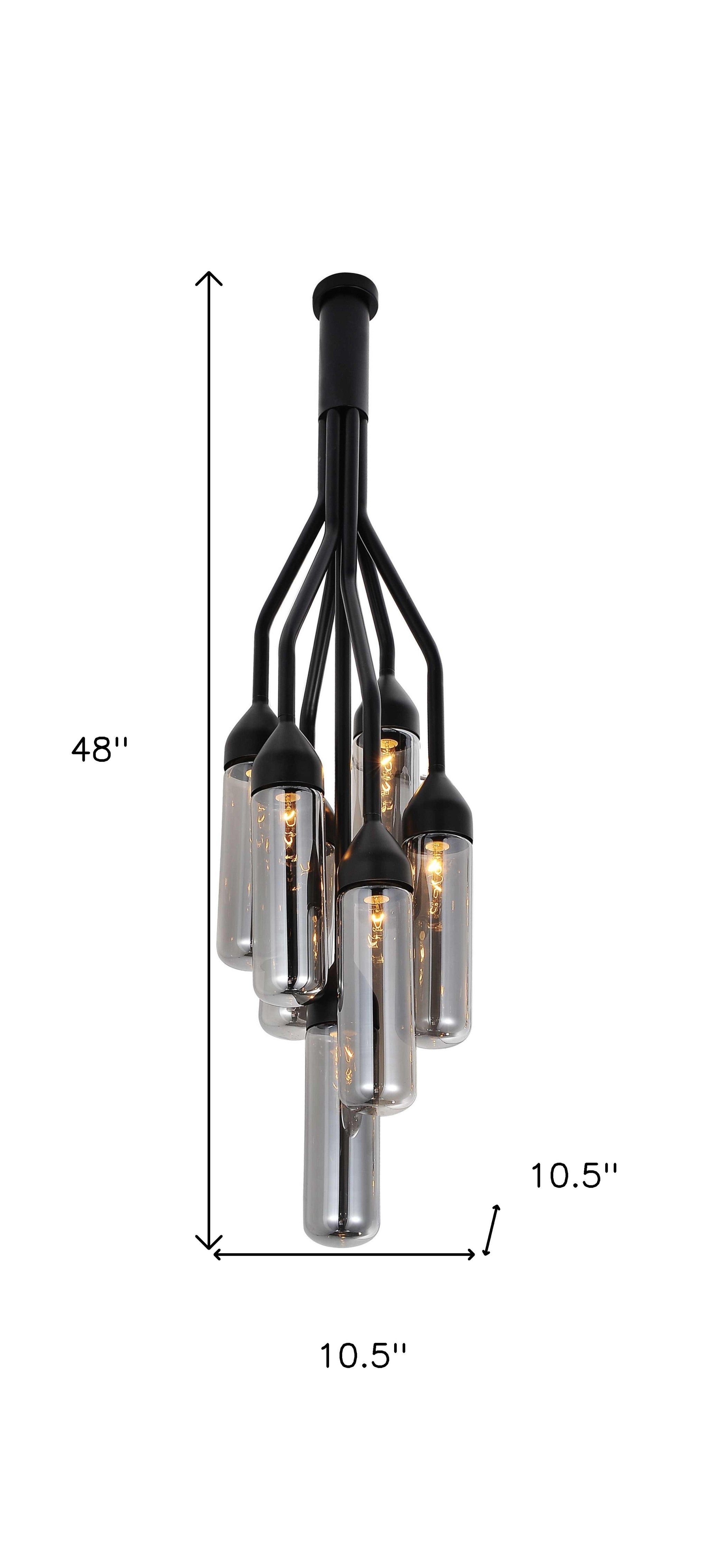 48" Black Hanging 6-Cluster Pendant Light