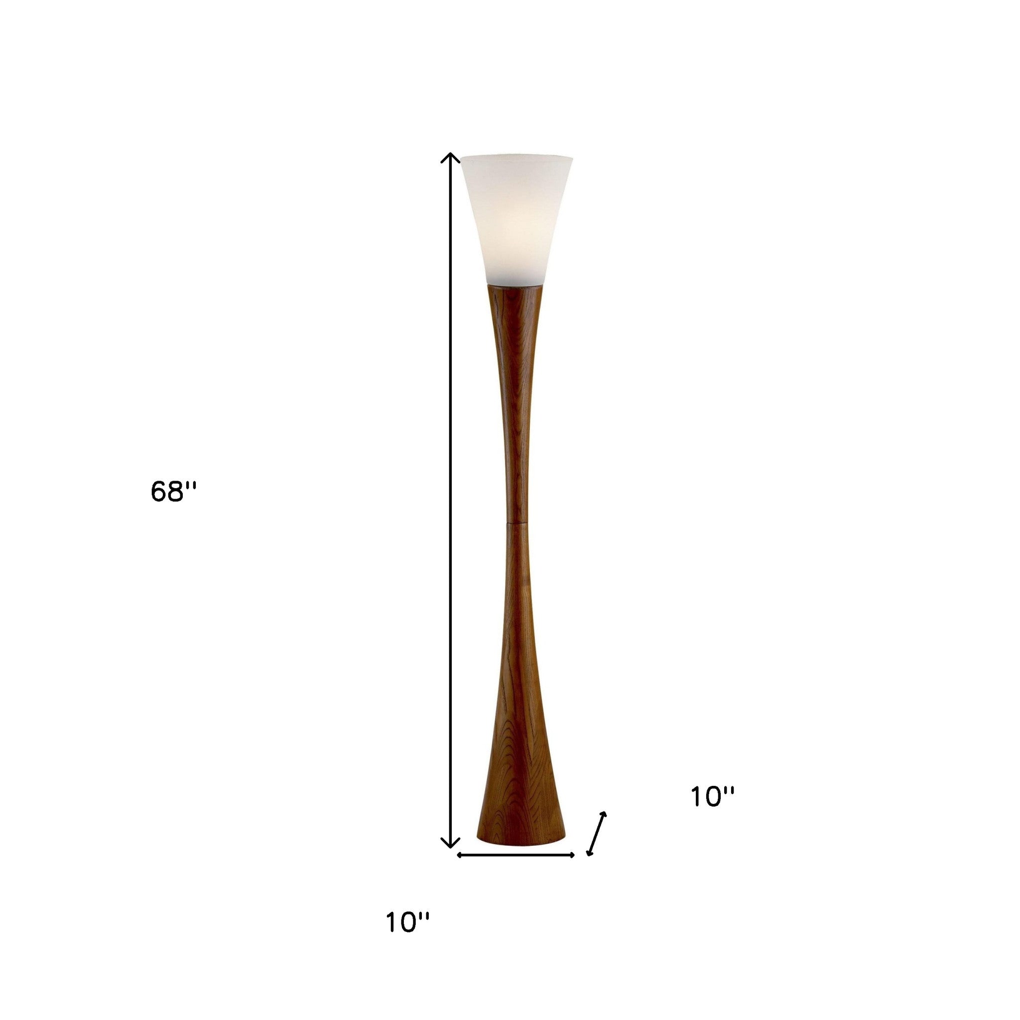 68" Wood Pedestal Floor Lamp