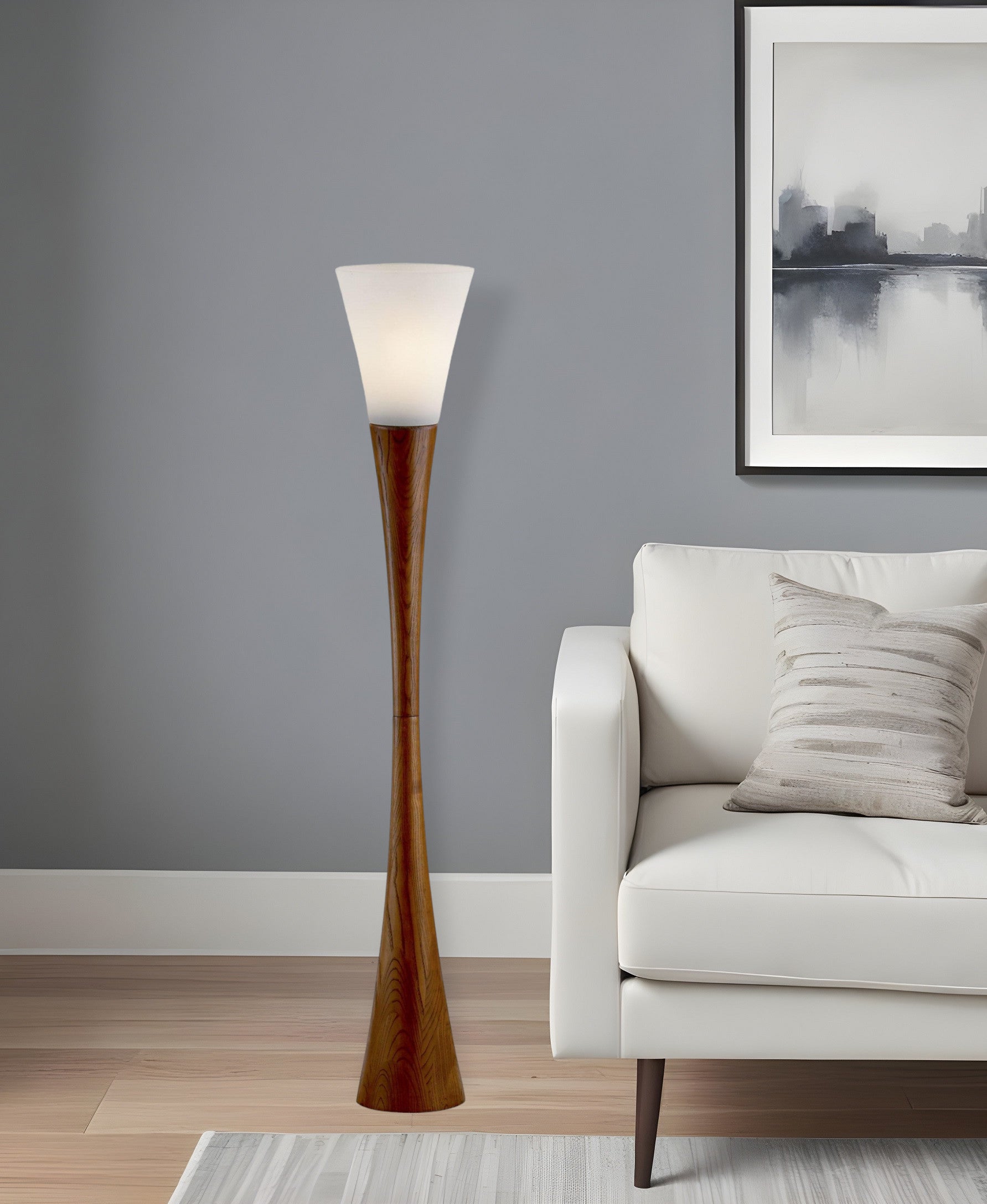 68" Wood Pedestal Floor Lamp