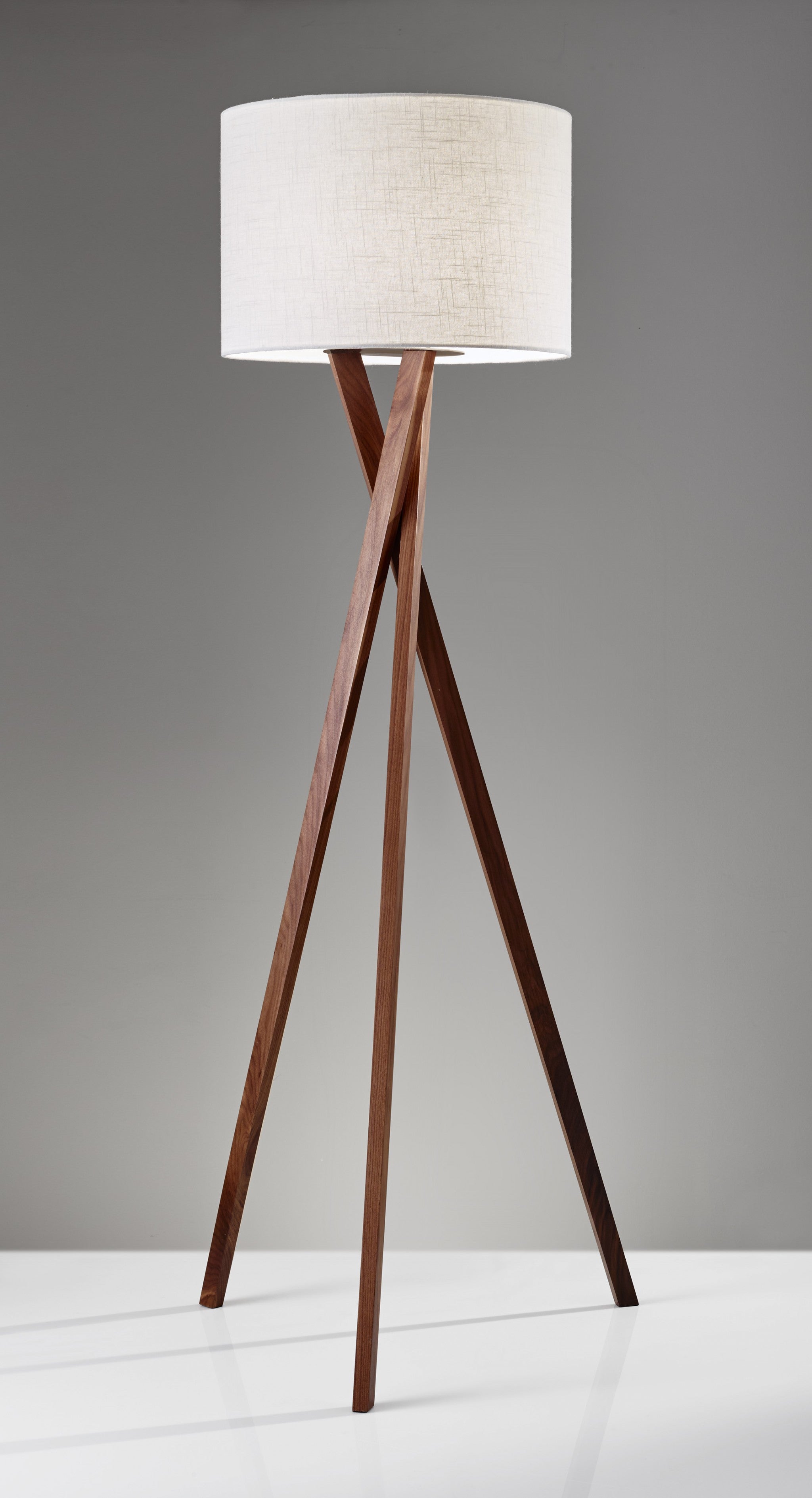 63" Wood Spiral Tripod Drum Floor Lamp