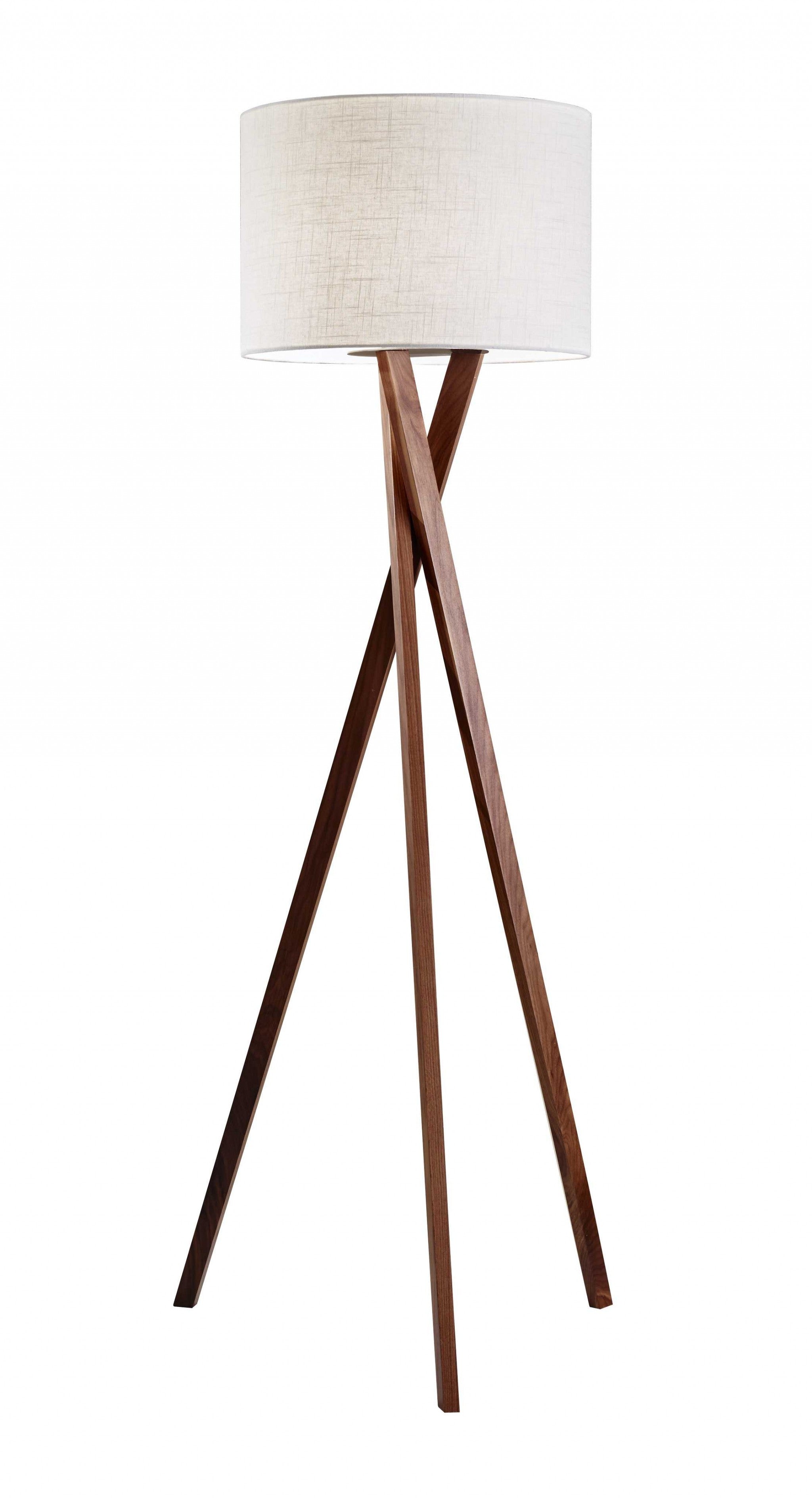 63" Wood Spiral Tripod Drum Floor Lamp