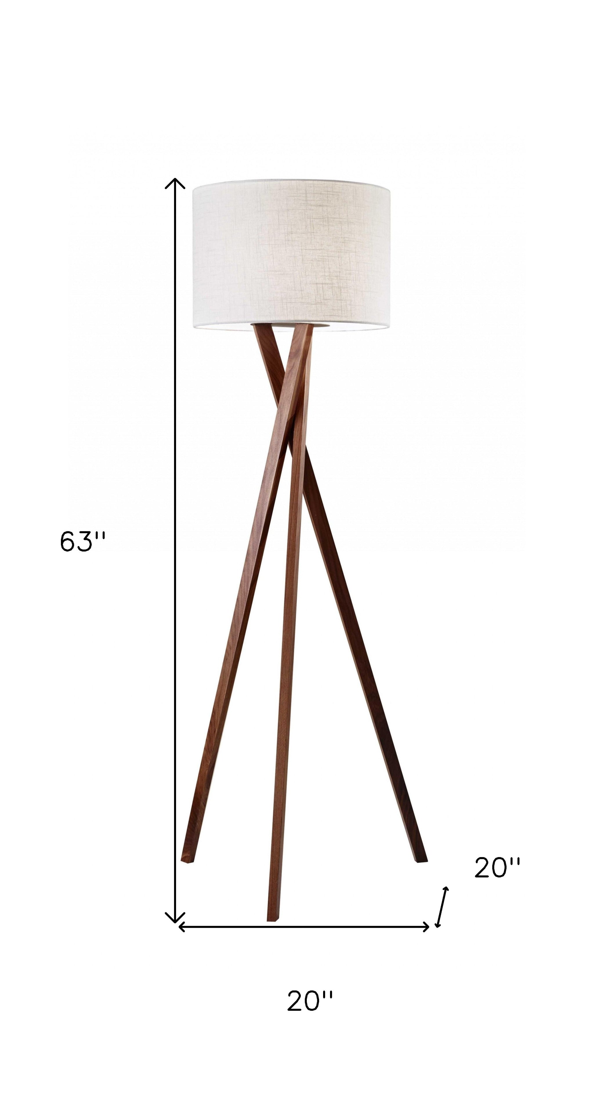 63" Wood Spiral Tripod Drum Floor Lamp