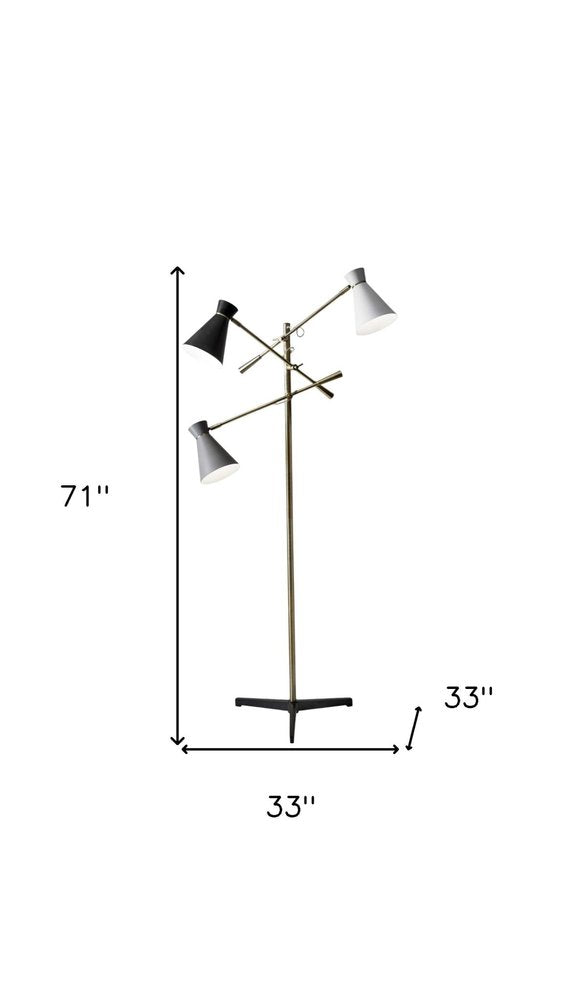 71" Industrial Studio 3-Cone Floor Lamp