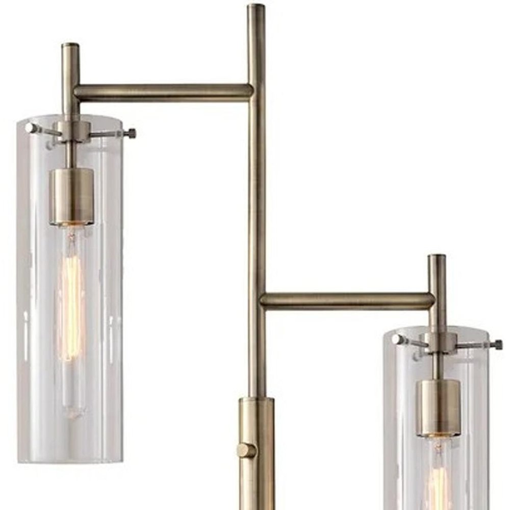 64" Brass Glass Drum Shade