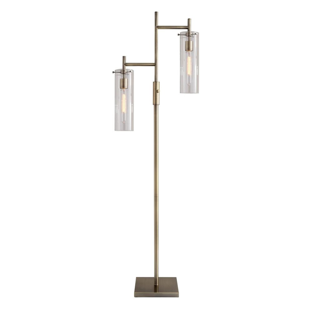 64" Brass Glass Drum Shade