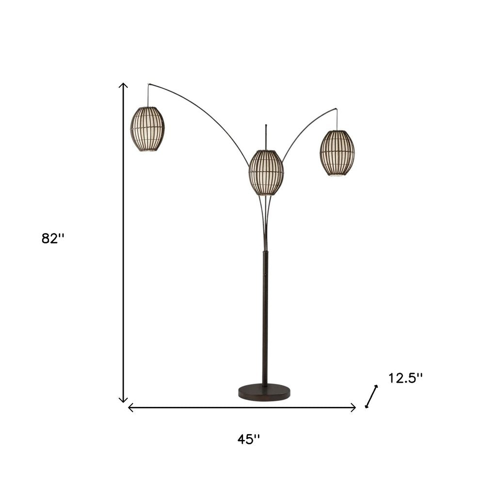 82" Bronze Wicker Cage Tree Floor Lamp