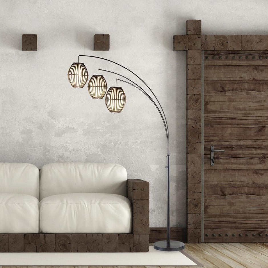 82" Bronze Wicker Cage Tree Floor Lamp