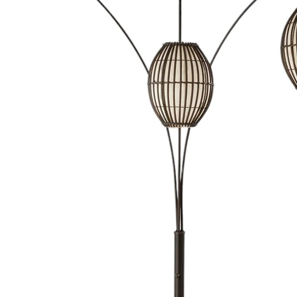 82" Bronze Wicker Cage Tree Floor Lamp