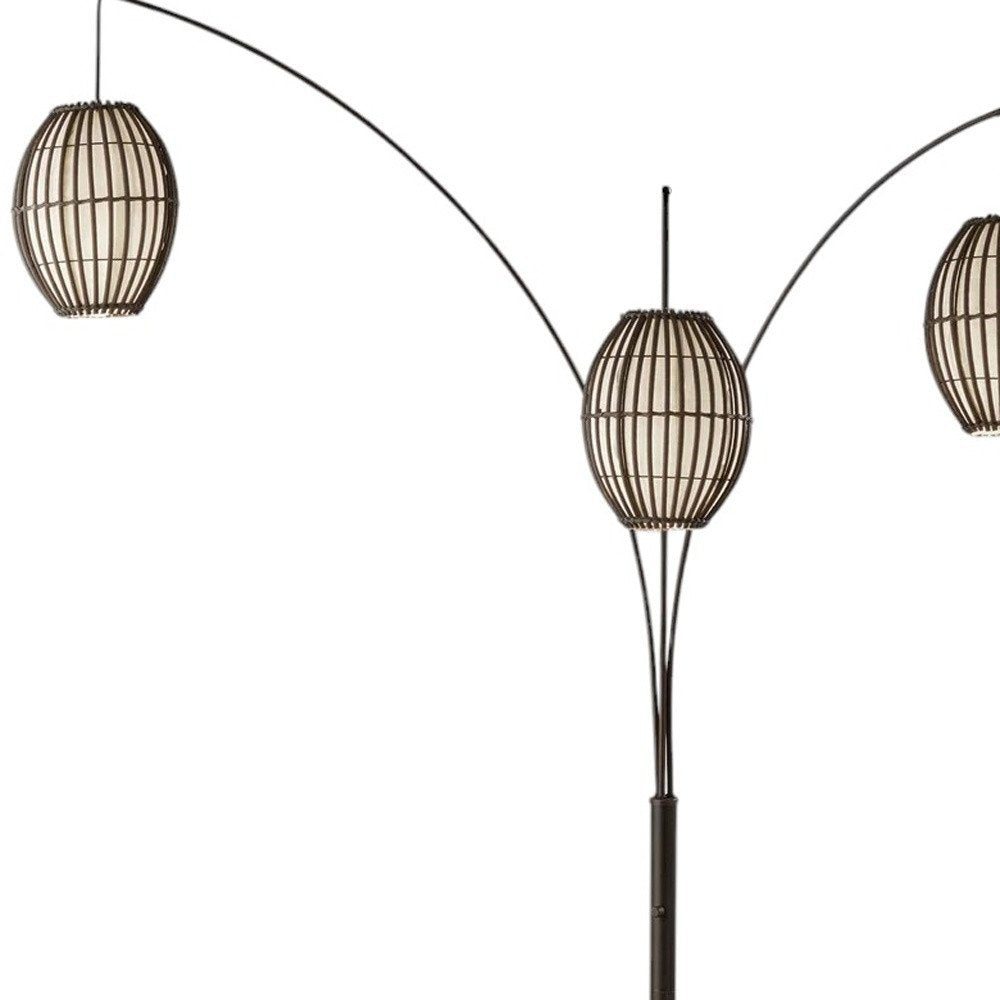 82" Bronze Wicker Cage Tree Floor Lamp