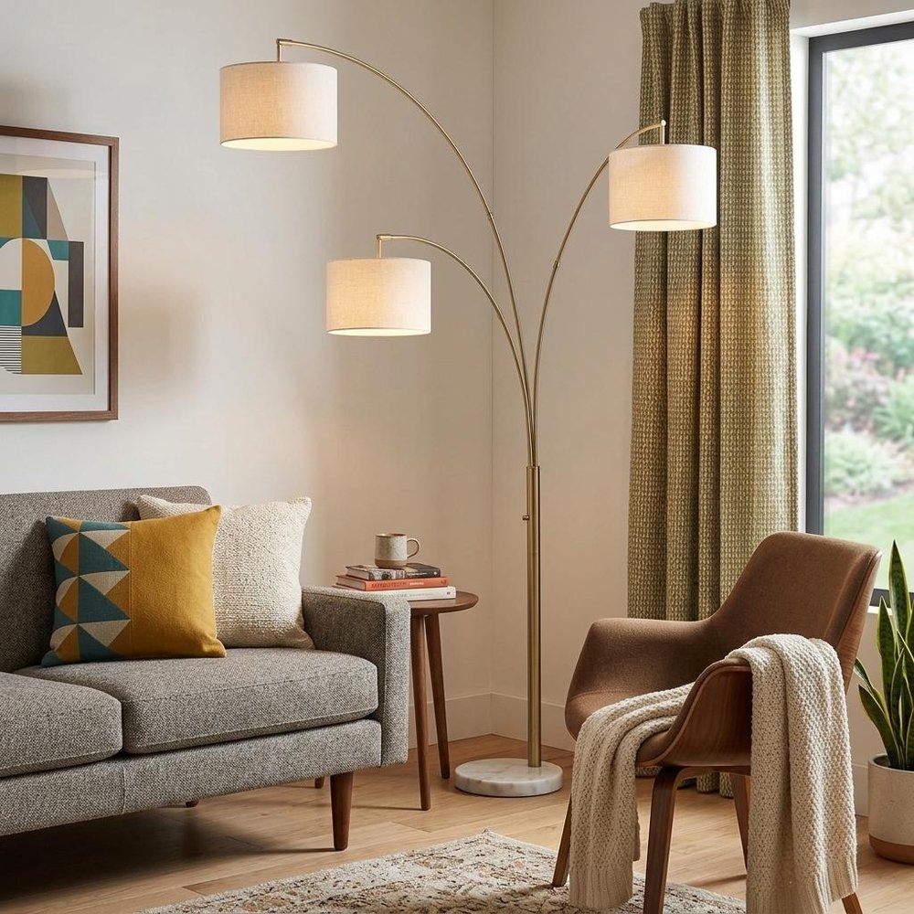 74" Three-Light Arc Tree Floor Lamp