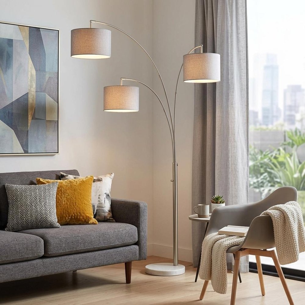 74" Three-Light Arc Tree Floor Lamp