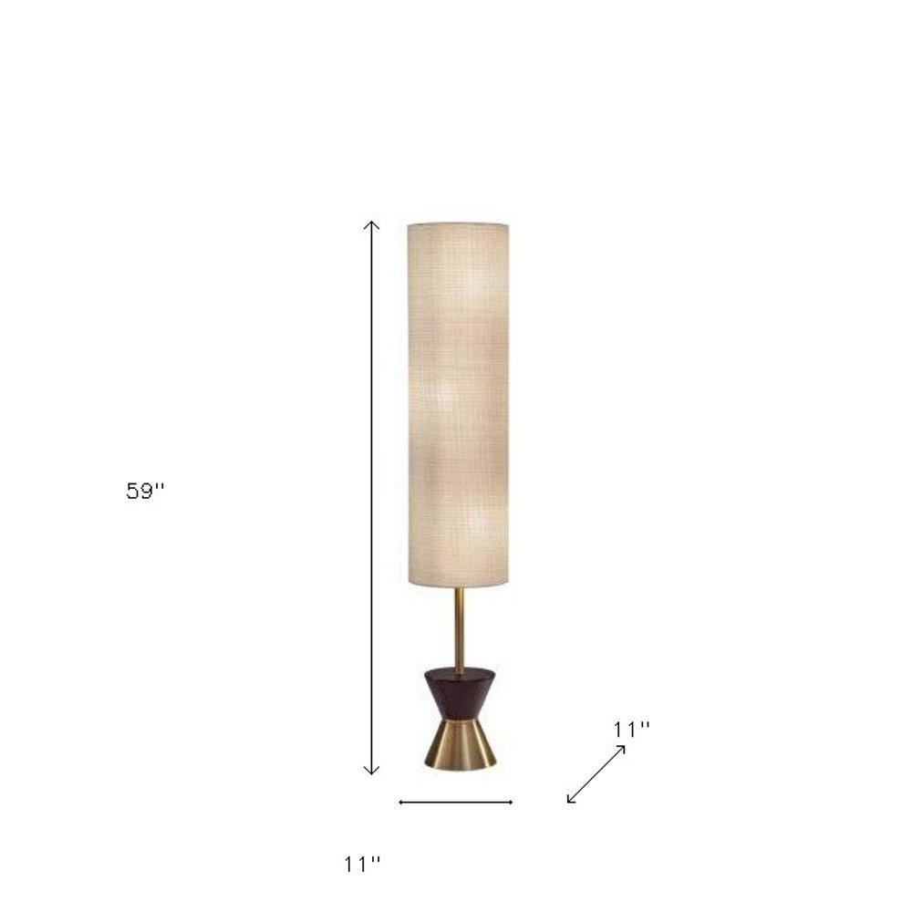 59" Brass Column Floor Lamp