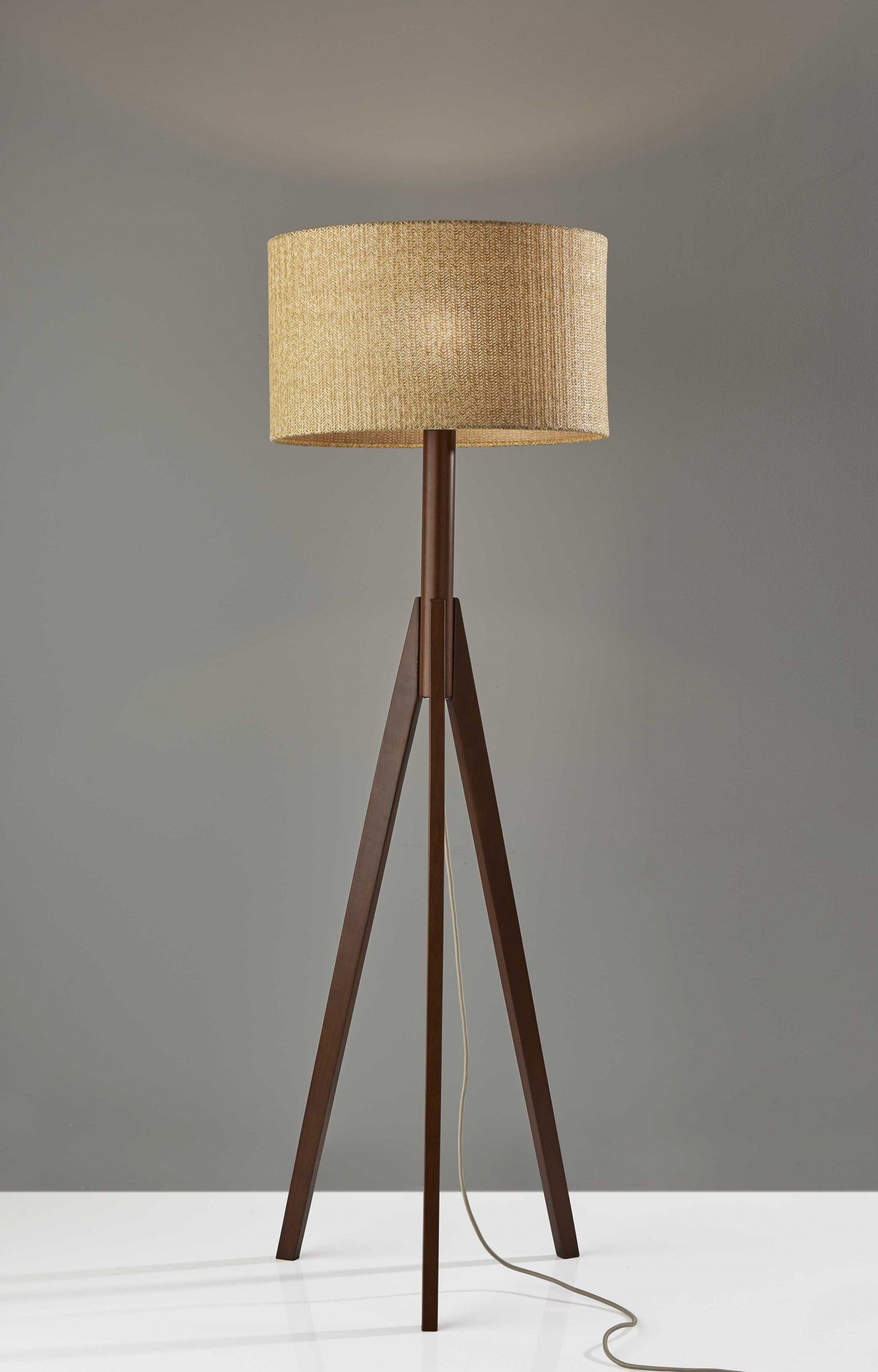 59" Wood Mid-Century Tripod Lamp