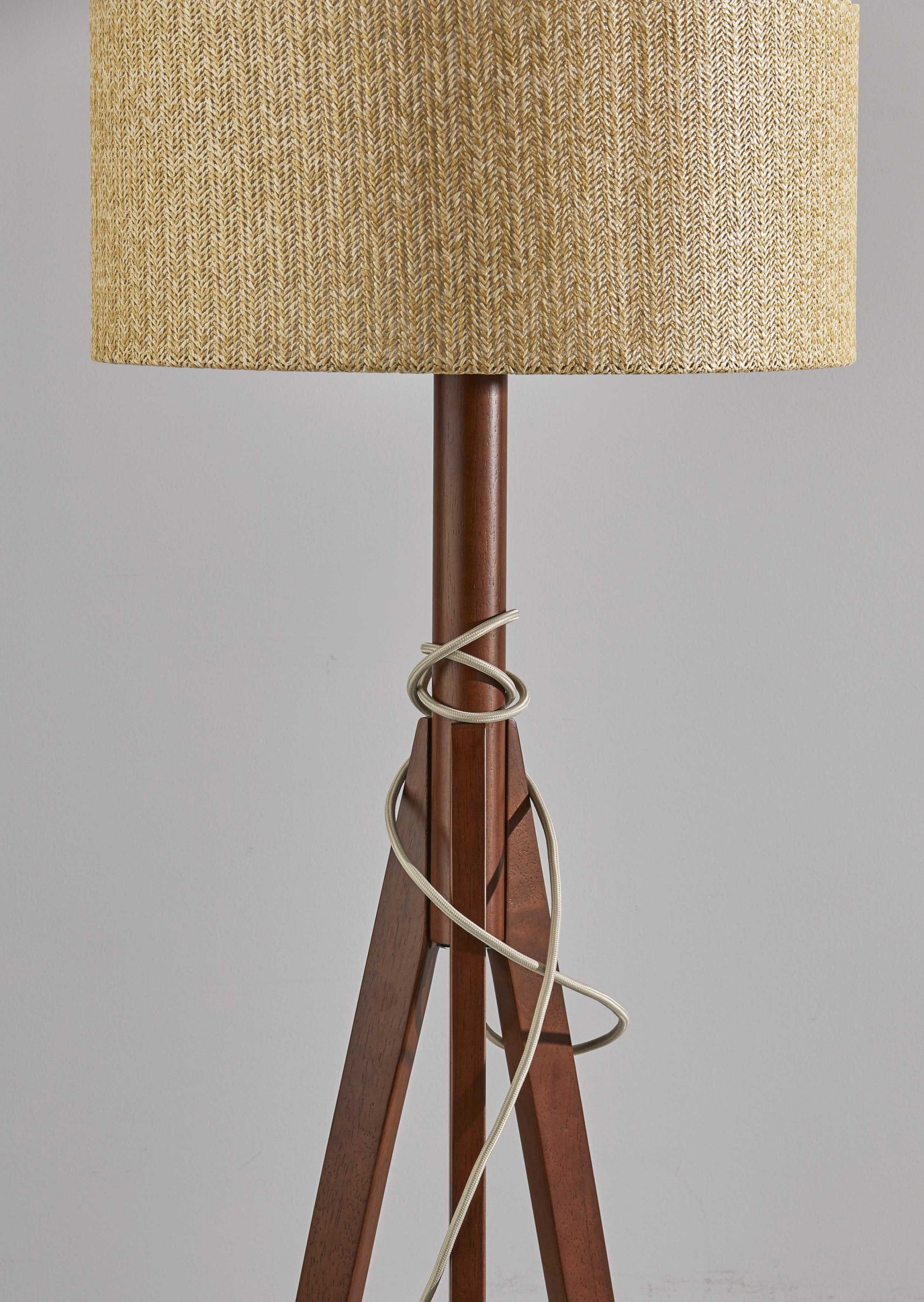 59" Wood Mid-Century Tripod Lamp