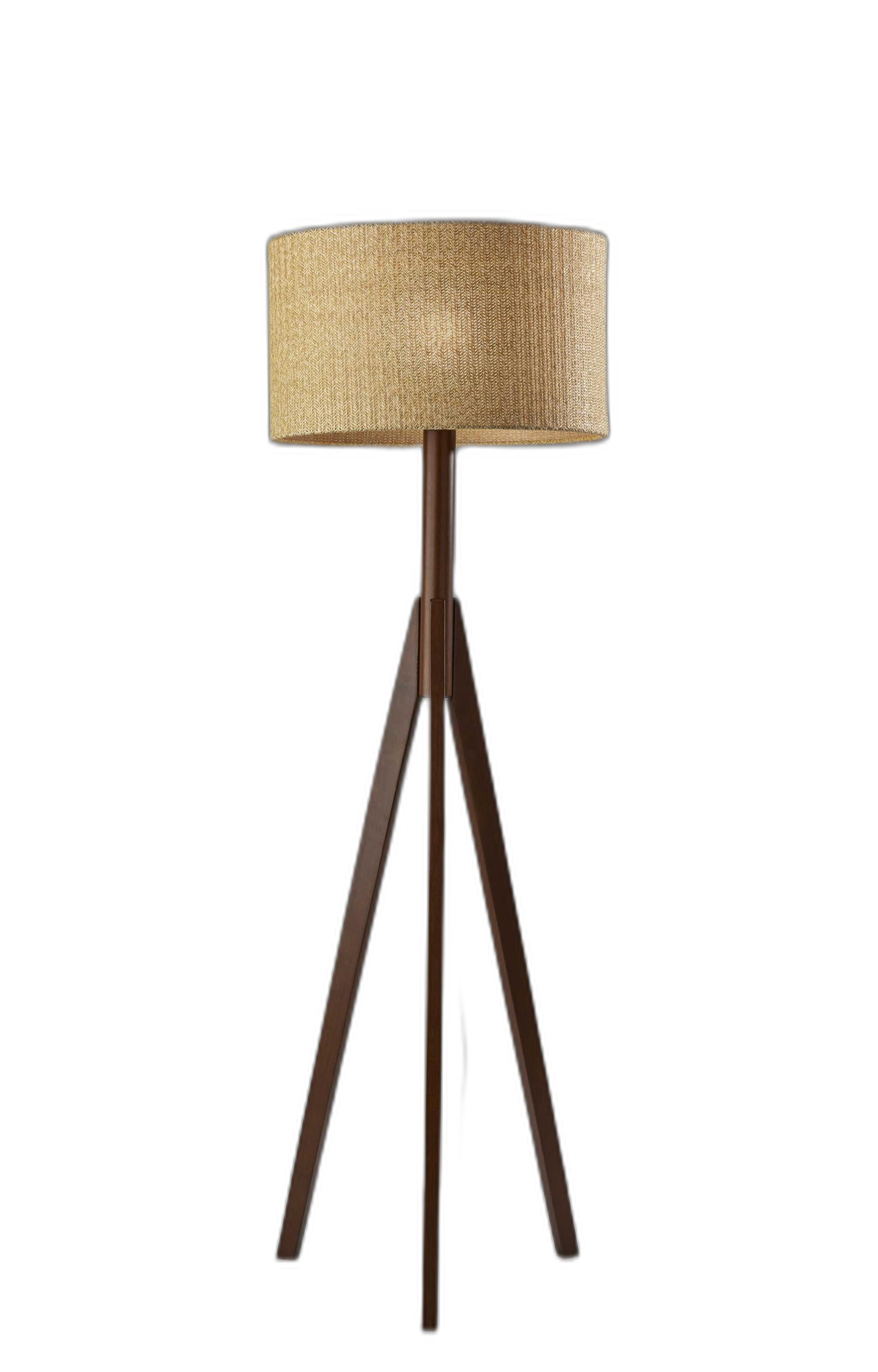 59" Wood Mid-Century Tripod Lamp