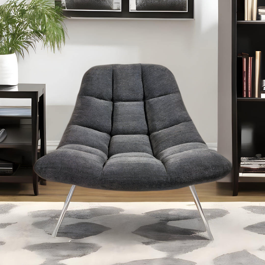 40" Gray Tufted Butterfly Chair