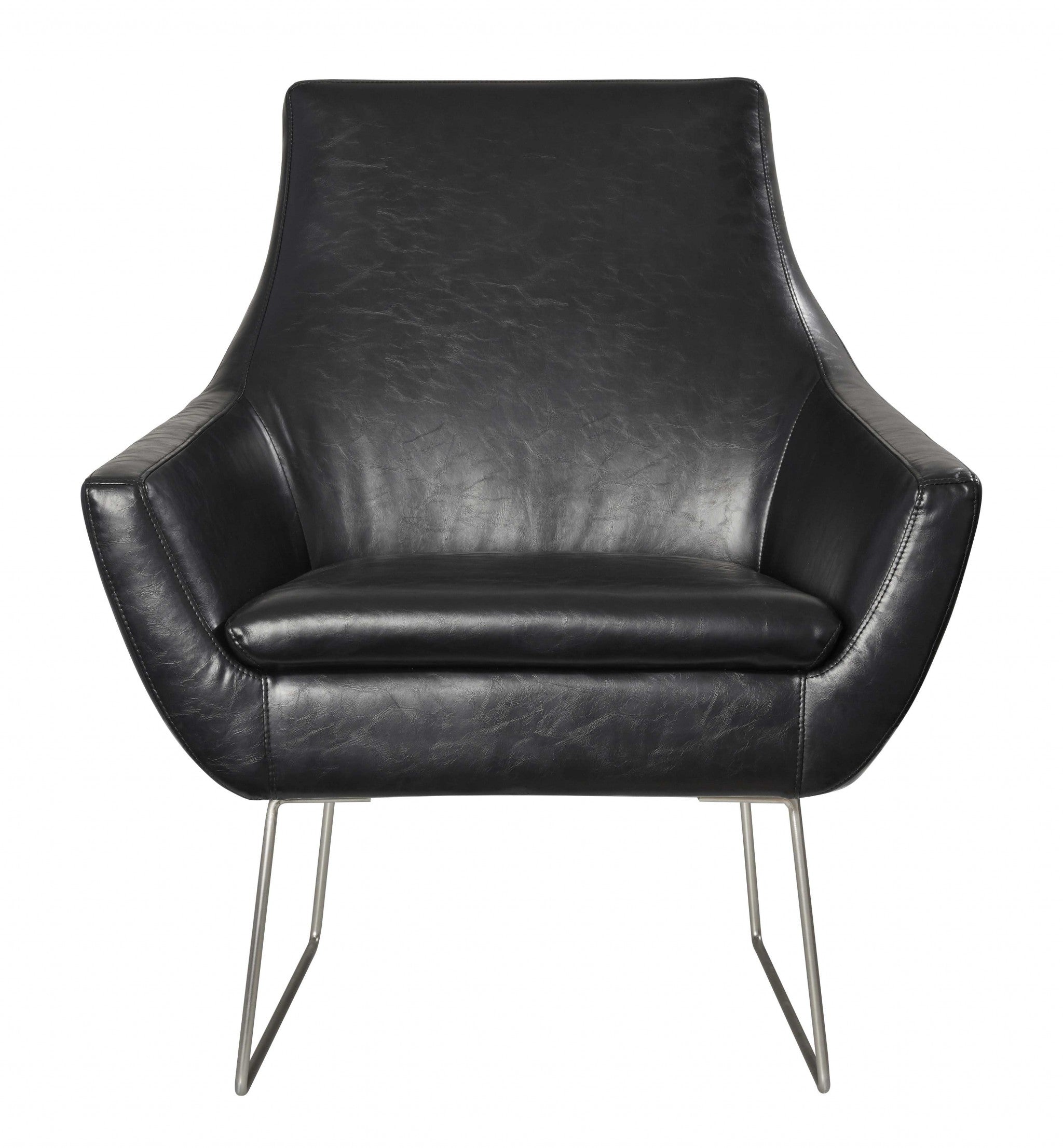 33" Distressed Faux Leather Armchair