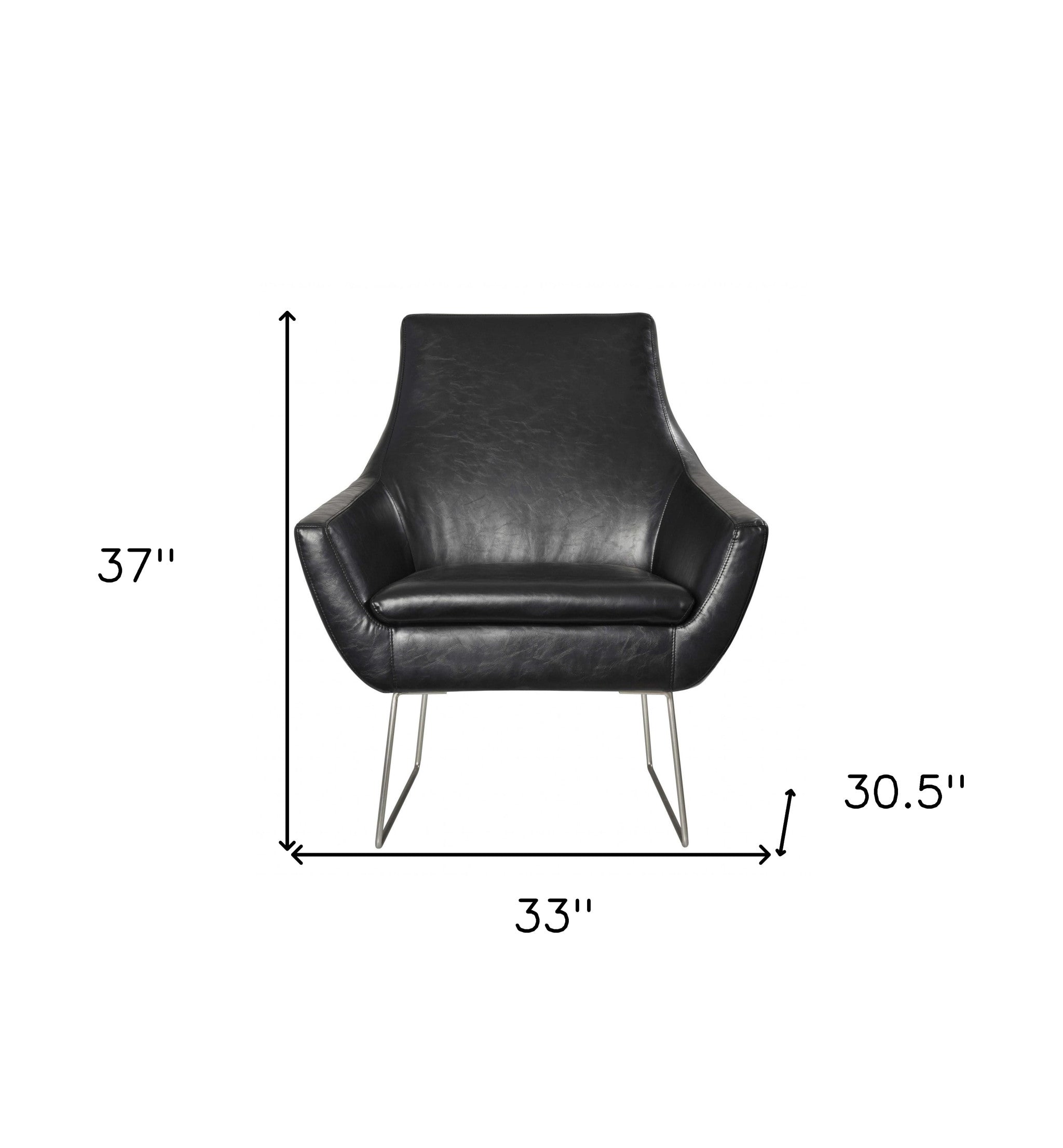 33" Distressed Faux Leather Armchair