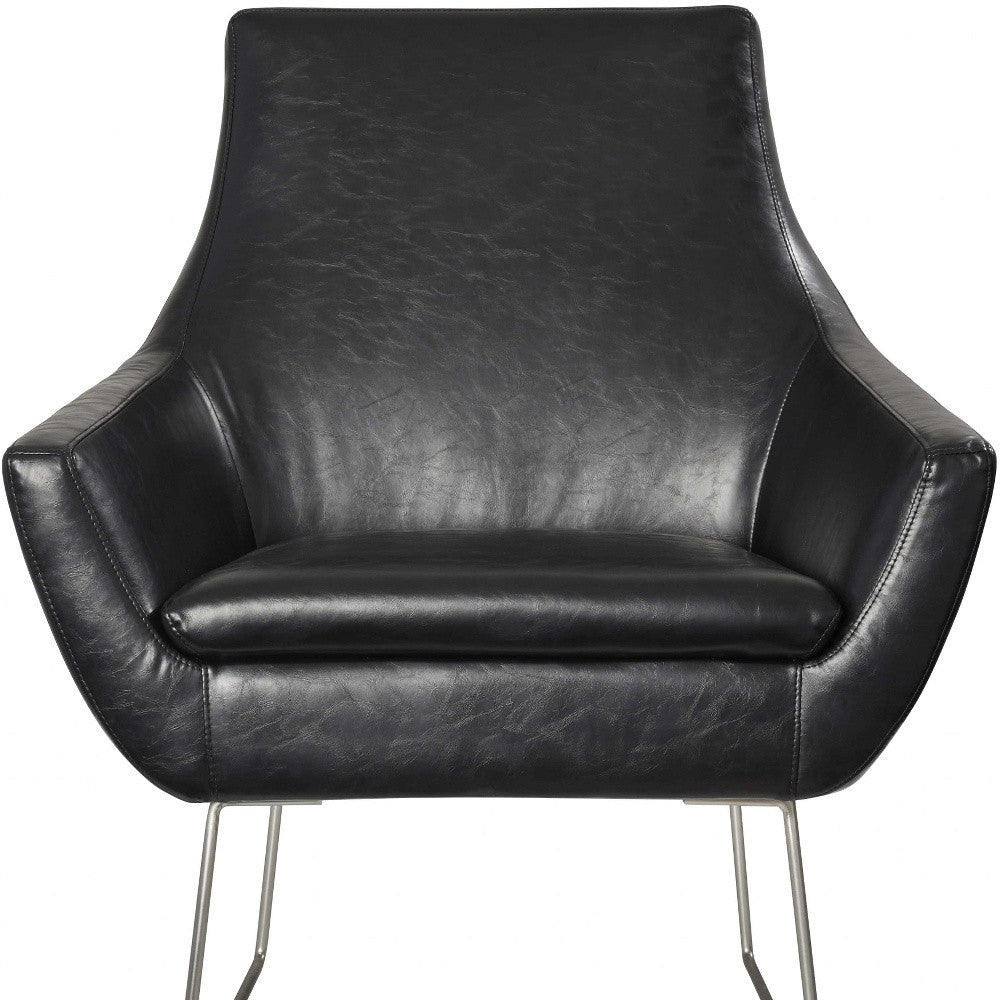 33" Distressed Faux Leather Armchair