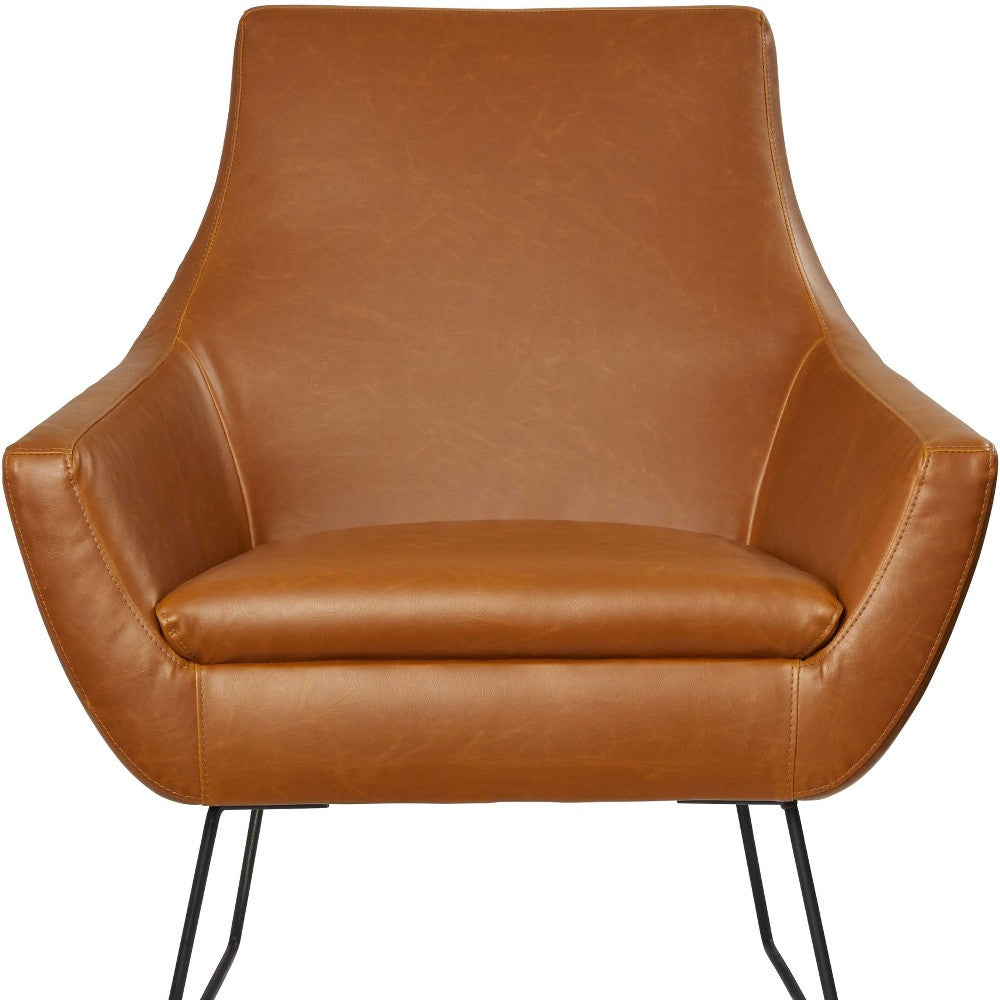 33" Distressed Faux Leather Armchair