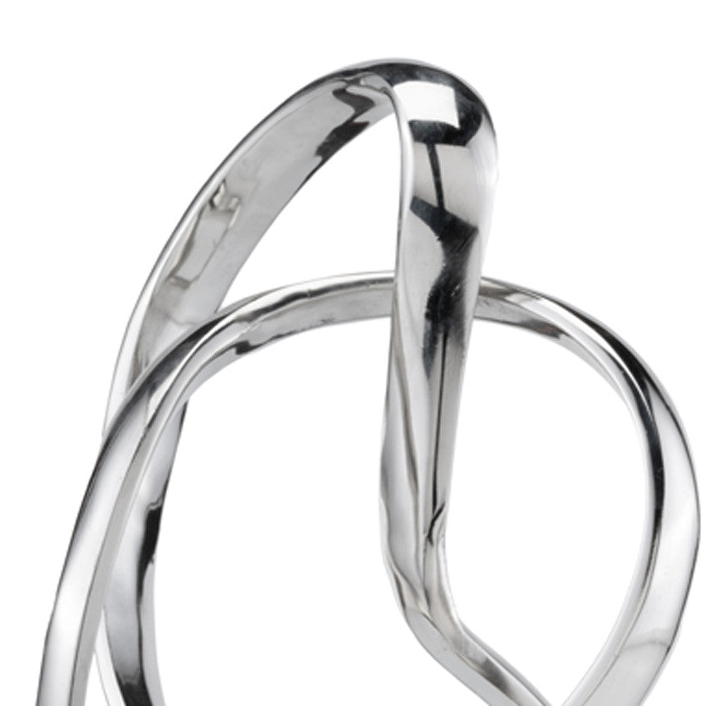 17" Silver and White Twisted Rings Sculpture