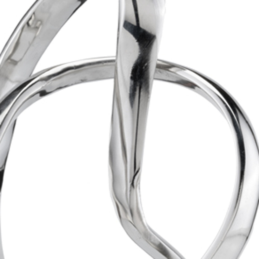 17" Silver and White Twisted Rings Sculpture