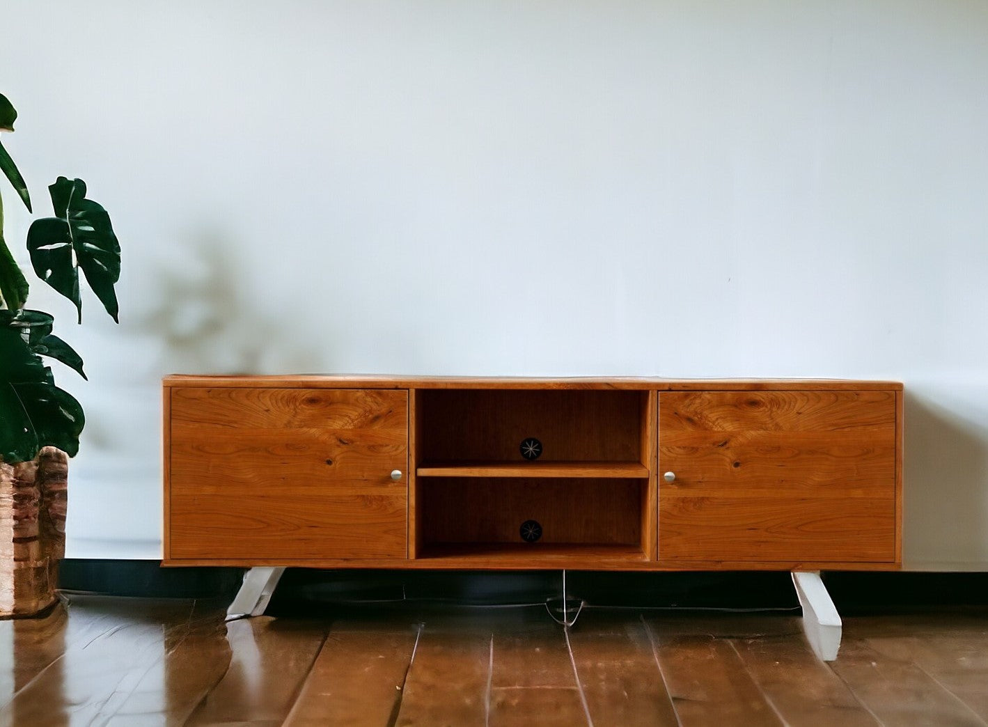 72" Cherry Wood TV Stand