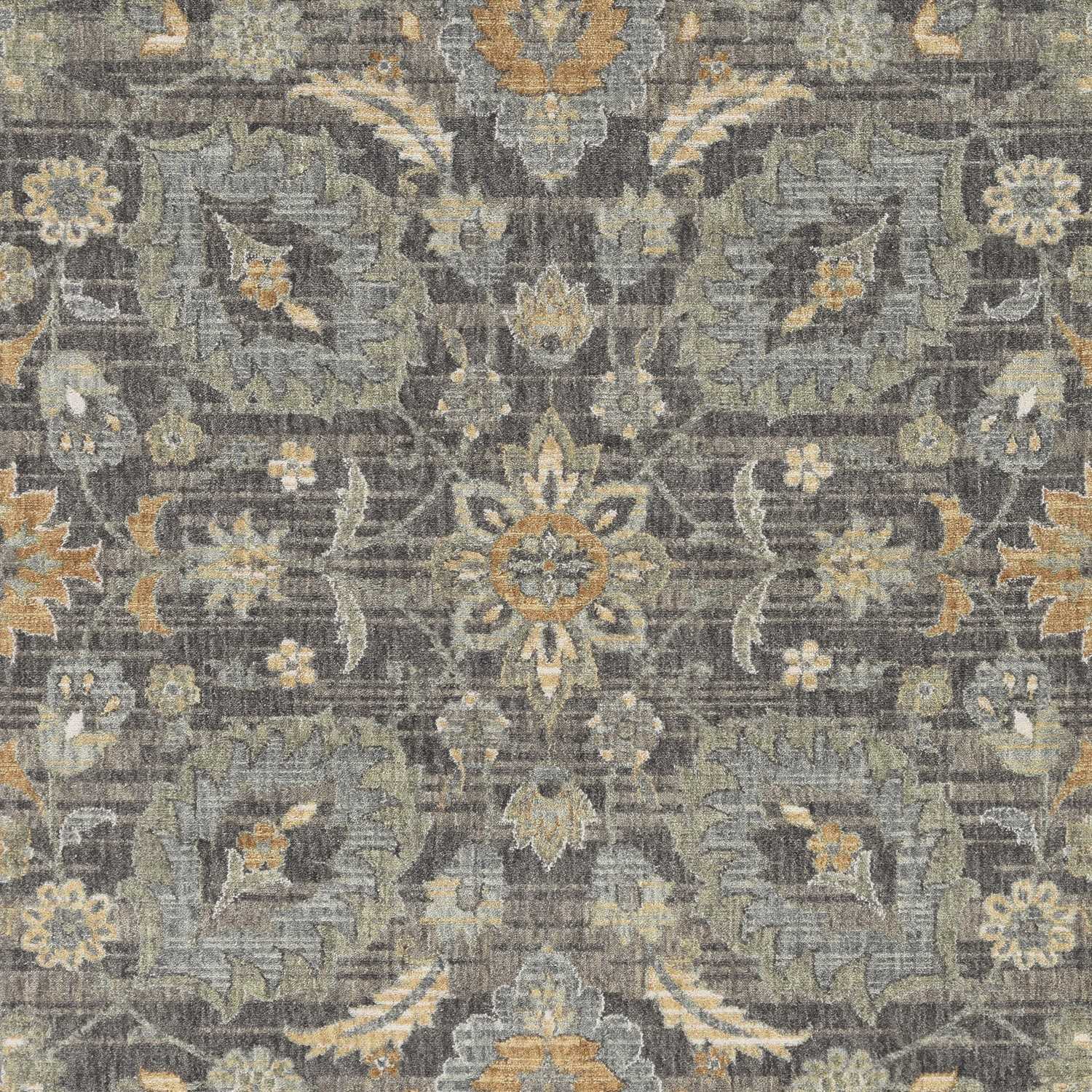 9' Taupe and Tan Round Floral Traditional Rug