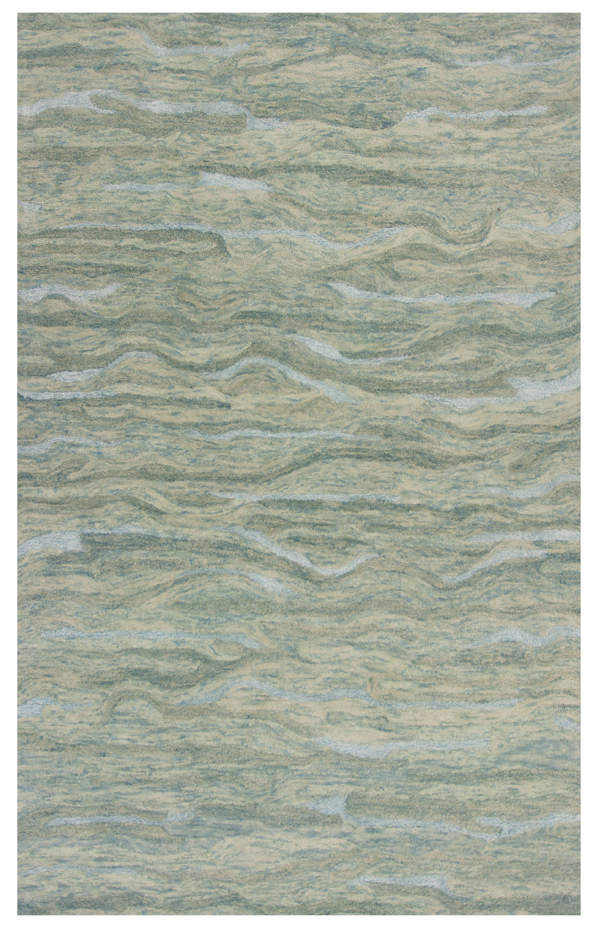 Seafoam Blue Abstract Area Rug