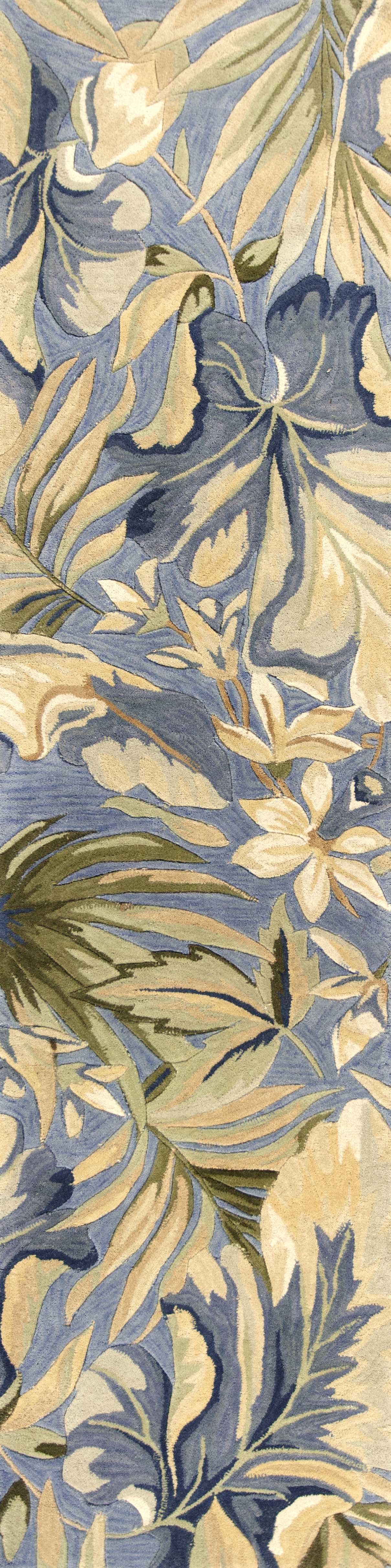 Blue Tropical Leaves Area Rug