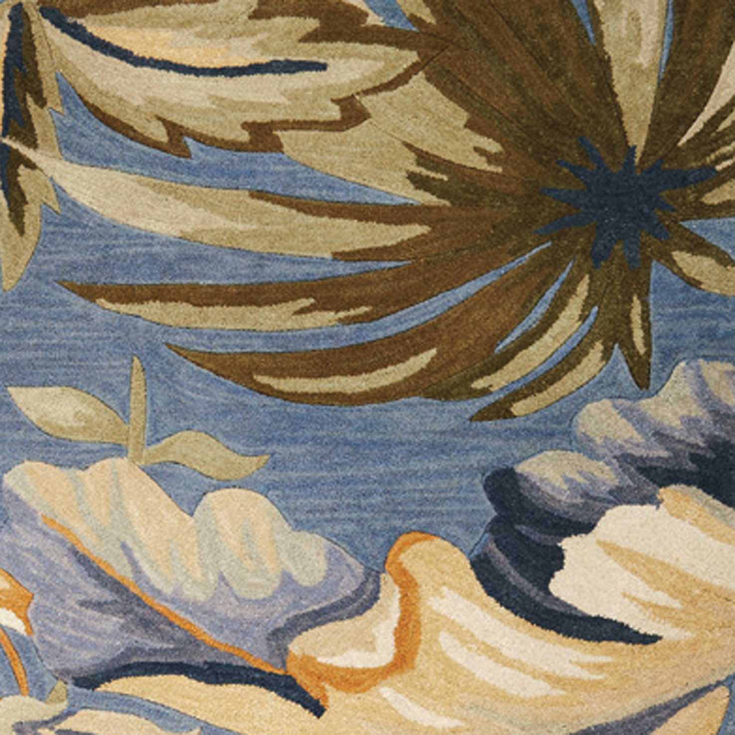 Blue Tropical Leaves Area Rug