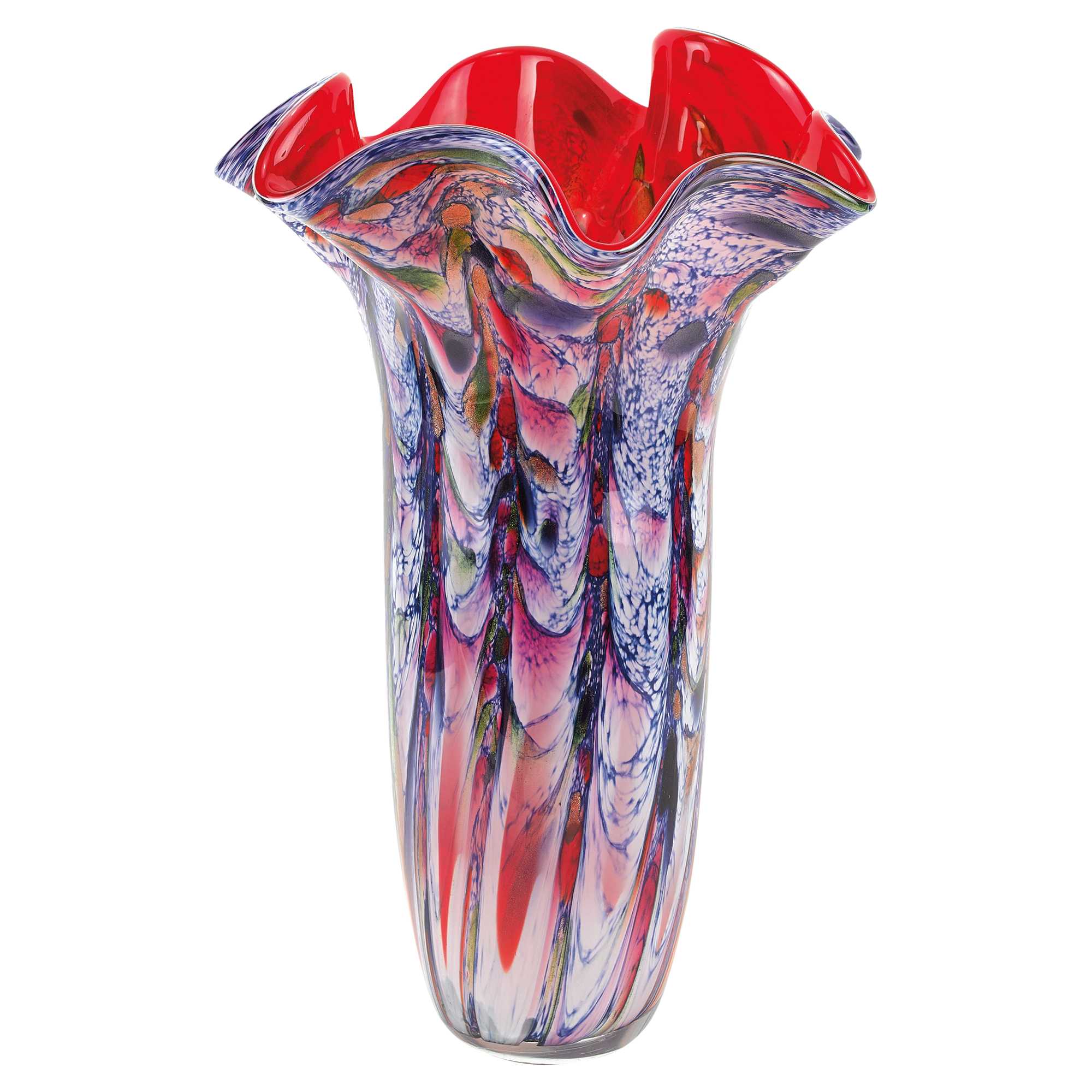 17" Floral Glass Multi-Color Vase