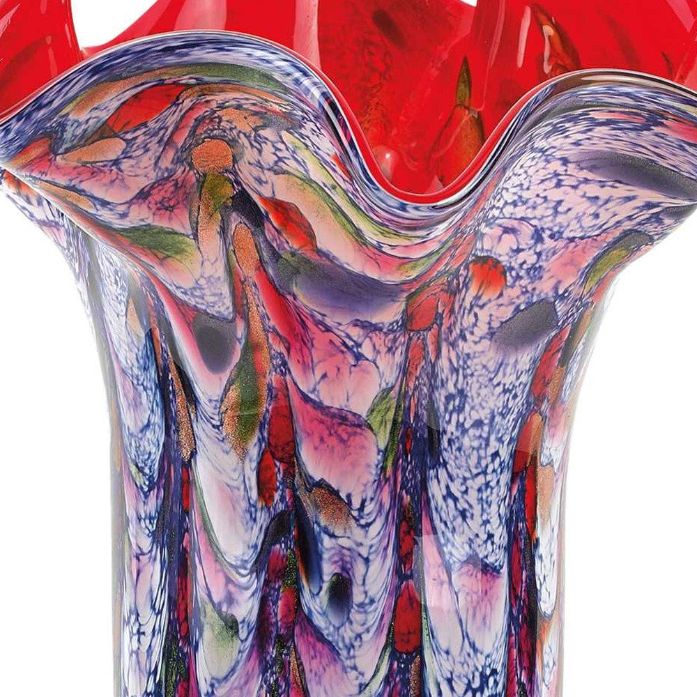 17" Floral Glass Multi-Color Vase