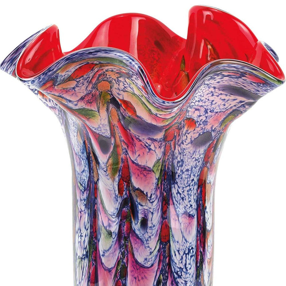 17" Floral Glass Multi-Color Vase