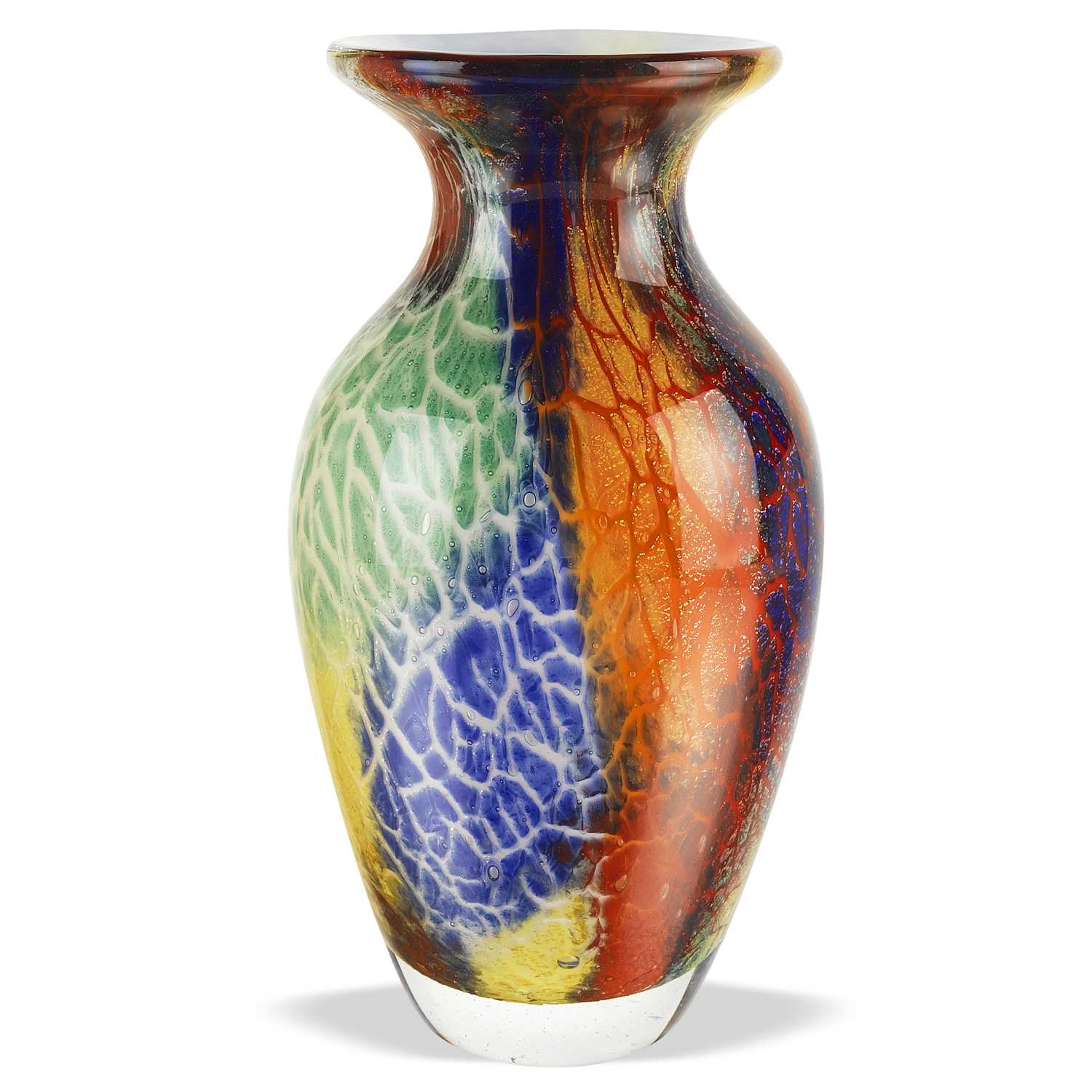 11" Mouth Blown Rainbow Bud Vase