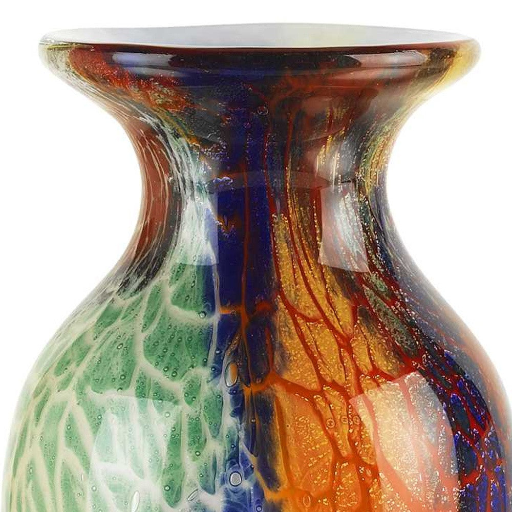 11" Mouth Blown Rainbow Bud Vase