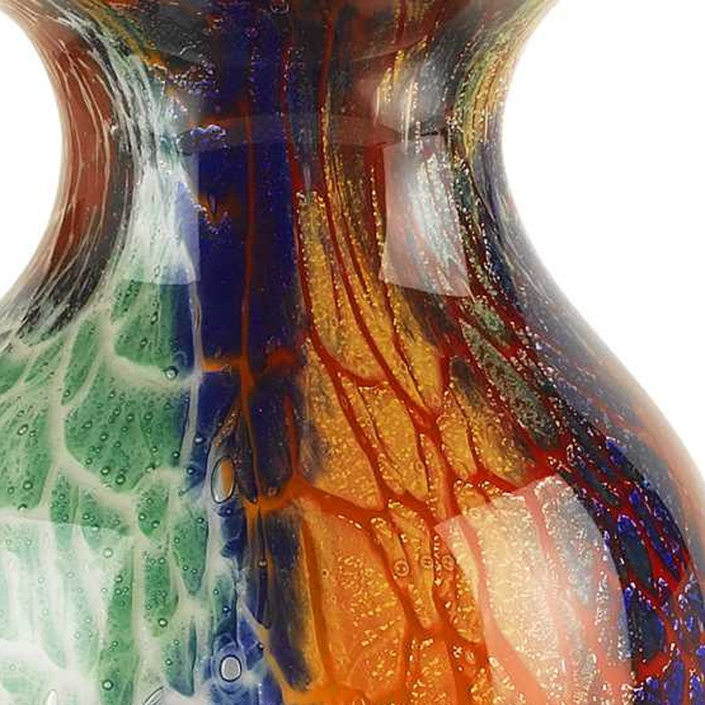 11" Mouth Blown Rainbow Bud Vase