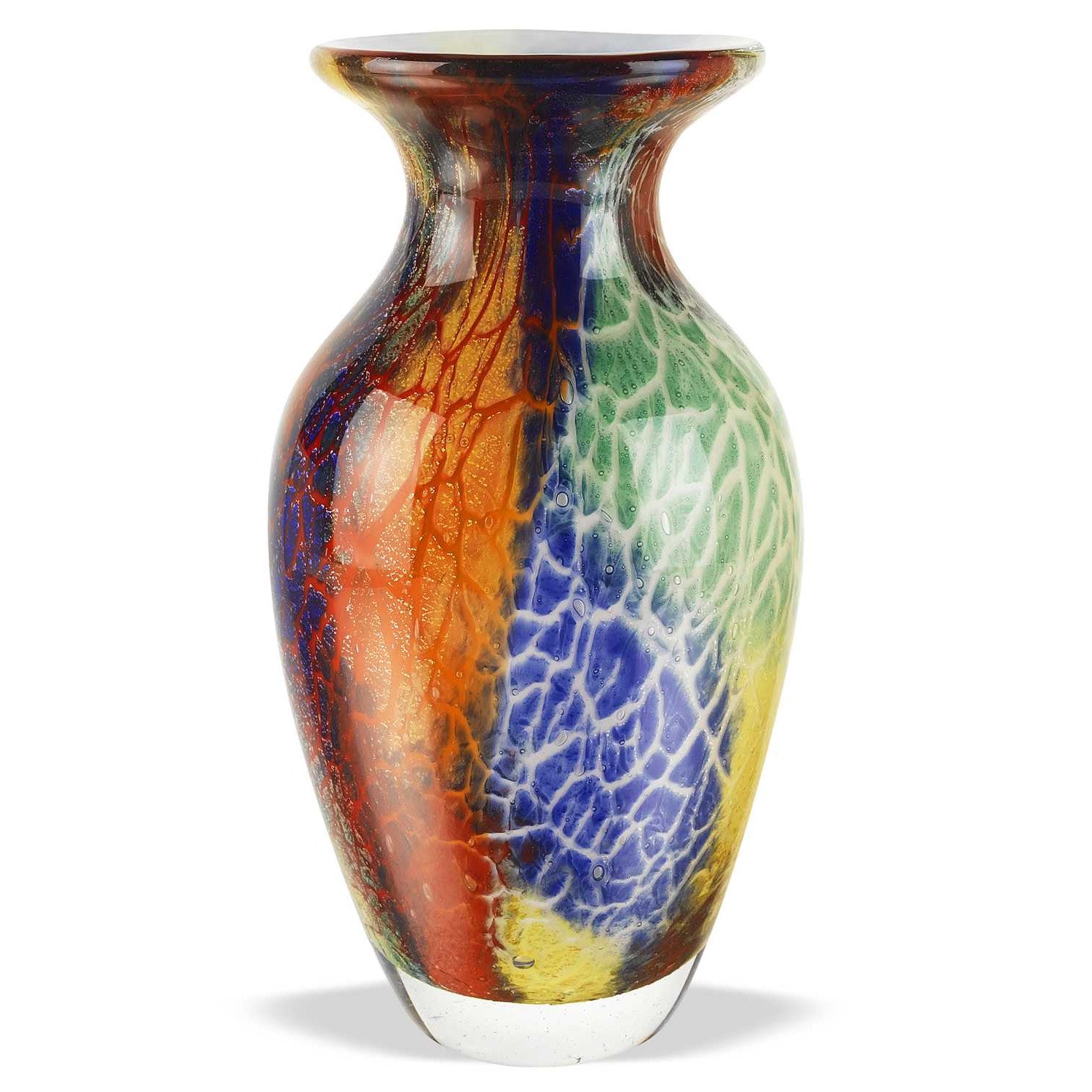 11" Mouth Blown Rainbow Bud Vase