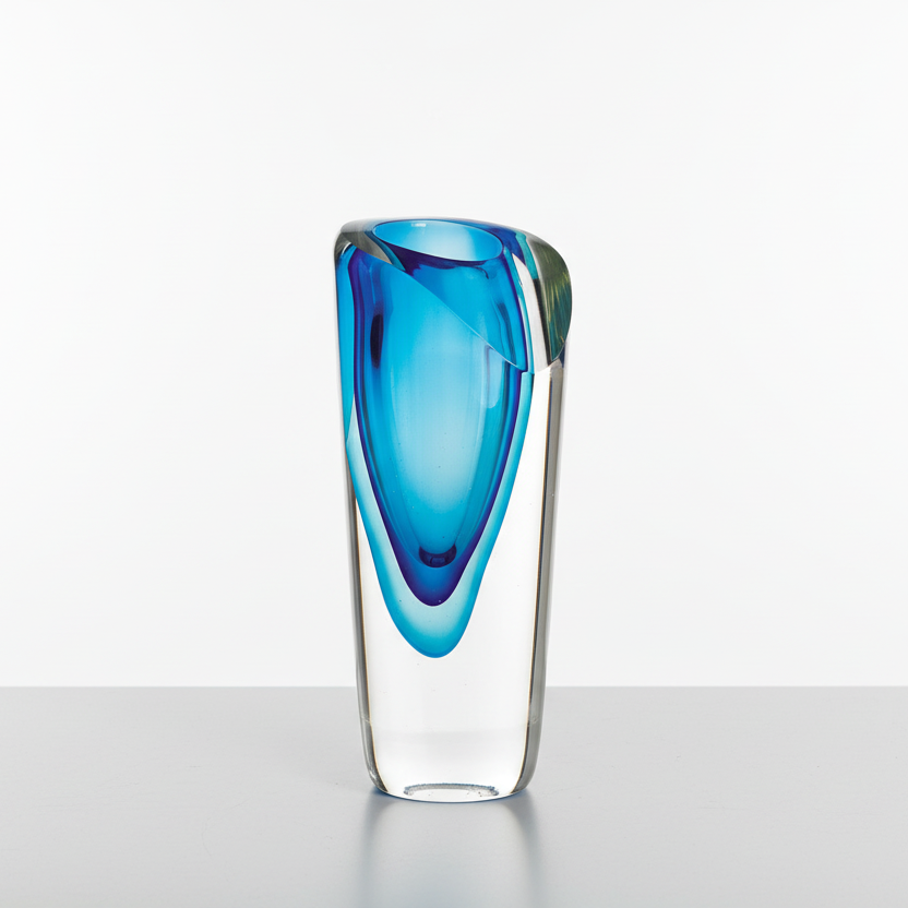 9" Blue Glass Vase