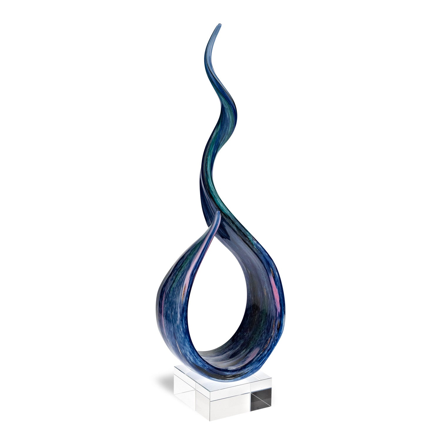 19" Blue and Green Murano Glass Modern Sculpture