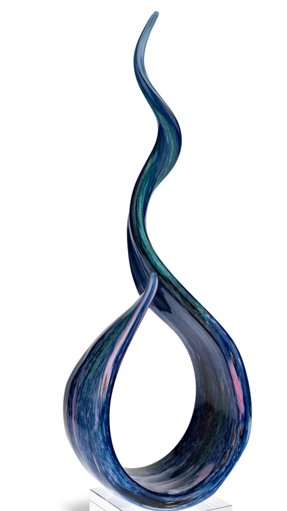 19" Blue and Green Murano Glass Modern Sculpture