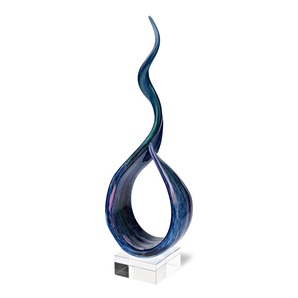 19" Blue and Green Murano Glass Modern Sculpture