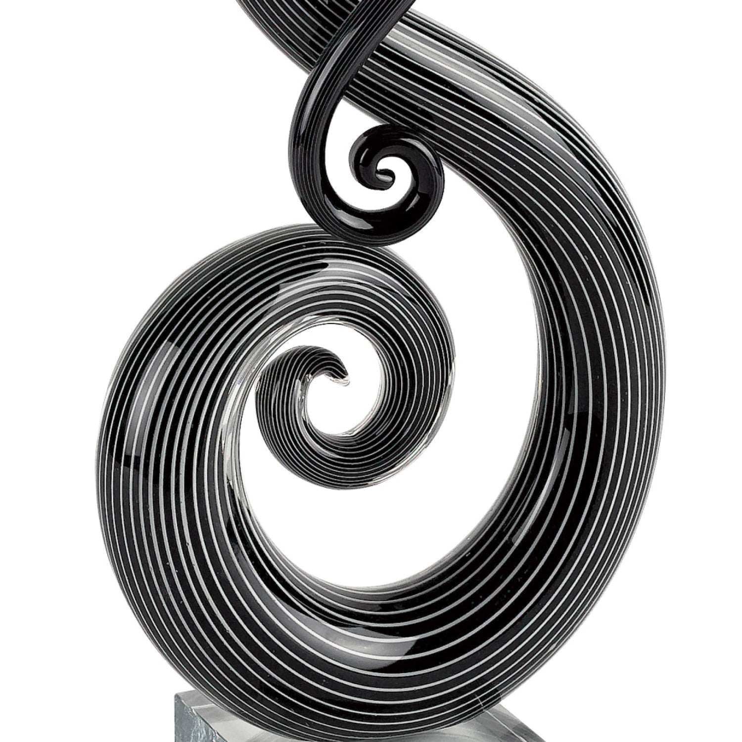 12" Black and White Murano Glass Abstract Sculpture
