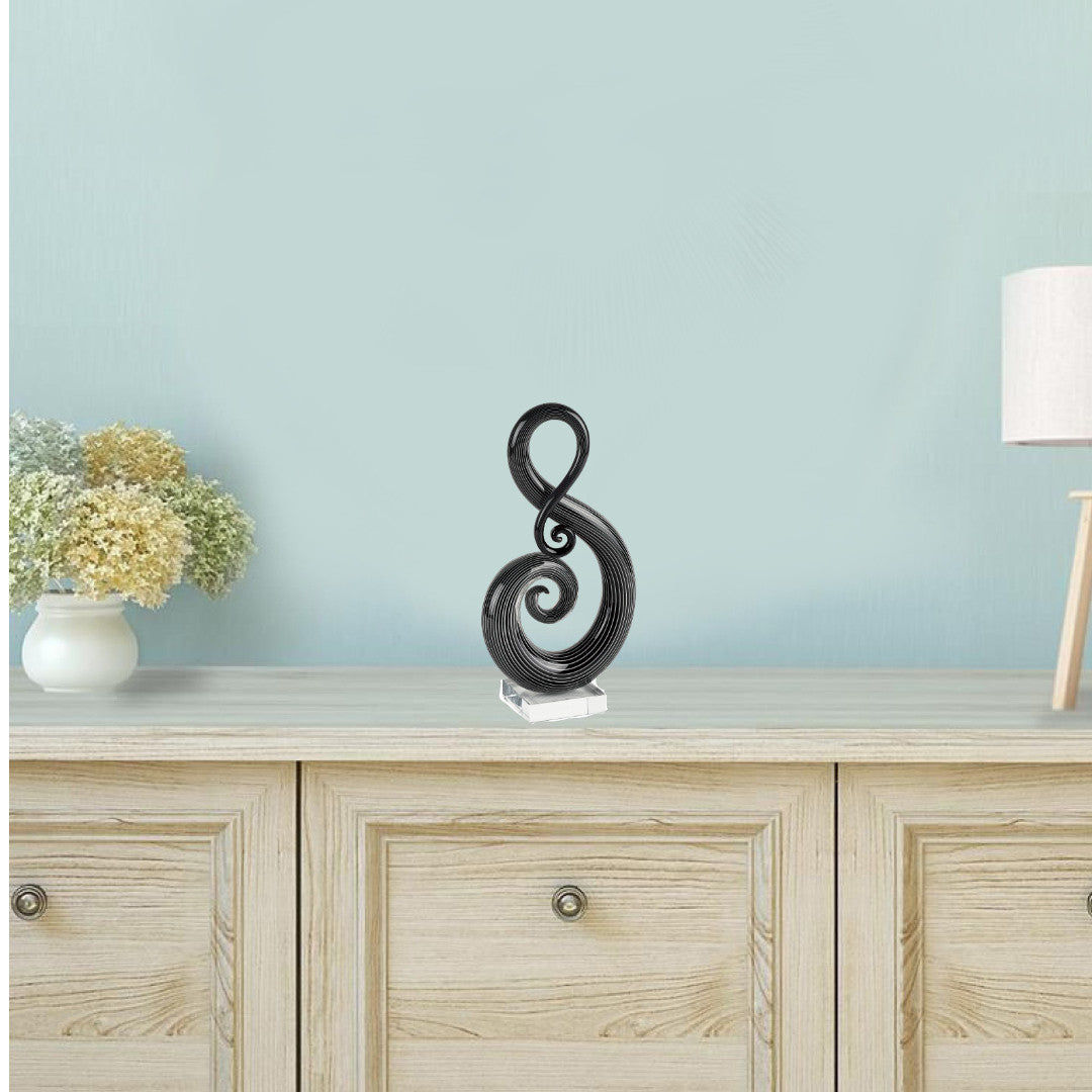 12" Black and White Murano Glass Abstract Sculpture