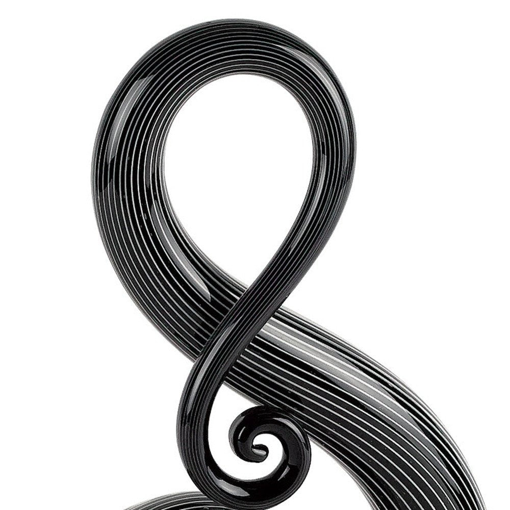 12" Black and White Murano Glass Abstract Sculpture