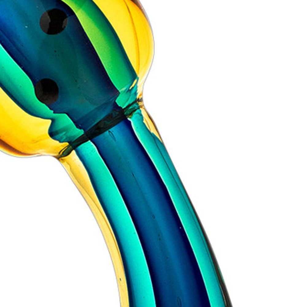 12" Yellow, Green, and Black Murano Glass Cat Sculpture