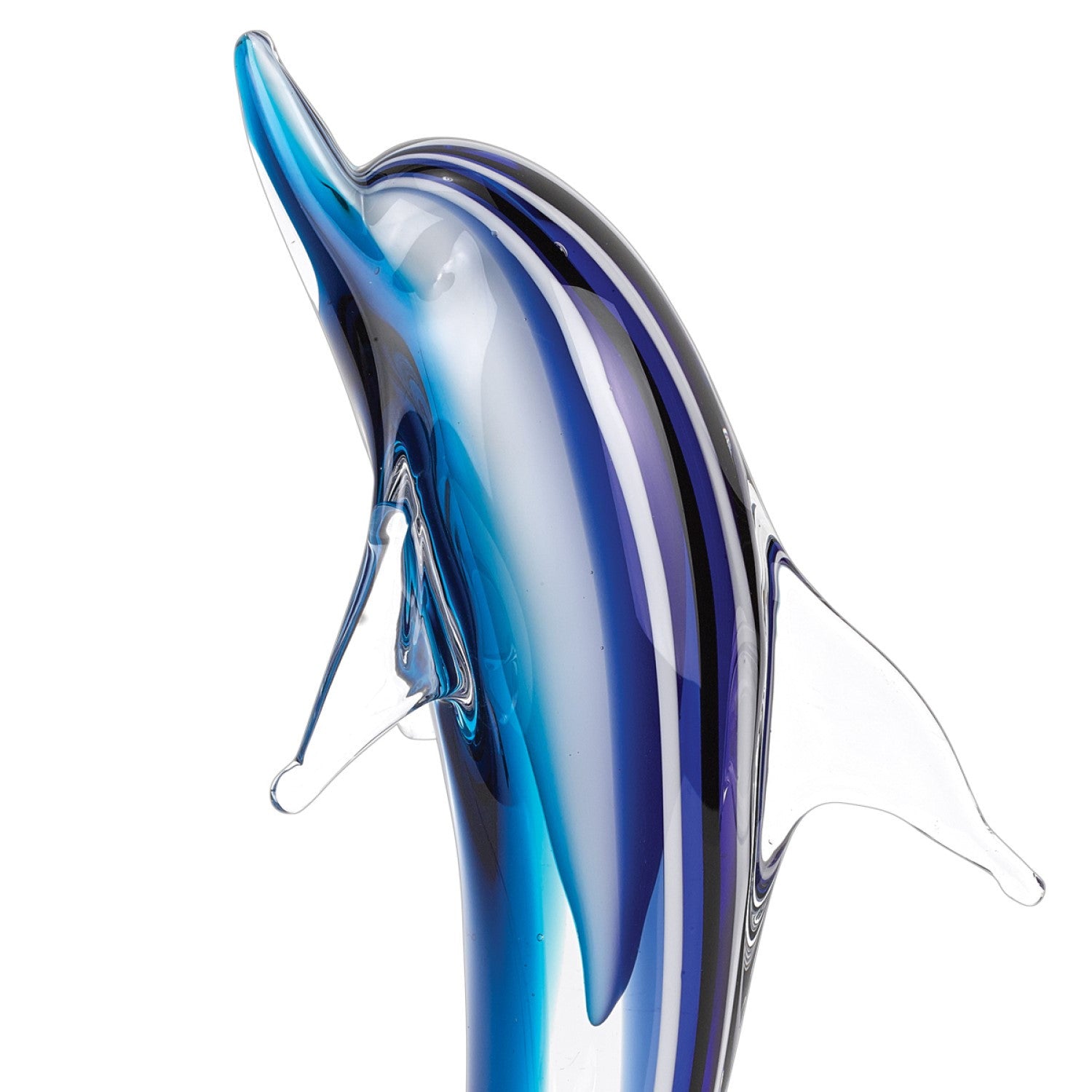 14" Blue Murano Glass Dolphin Sculpture