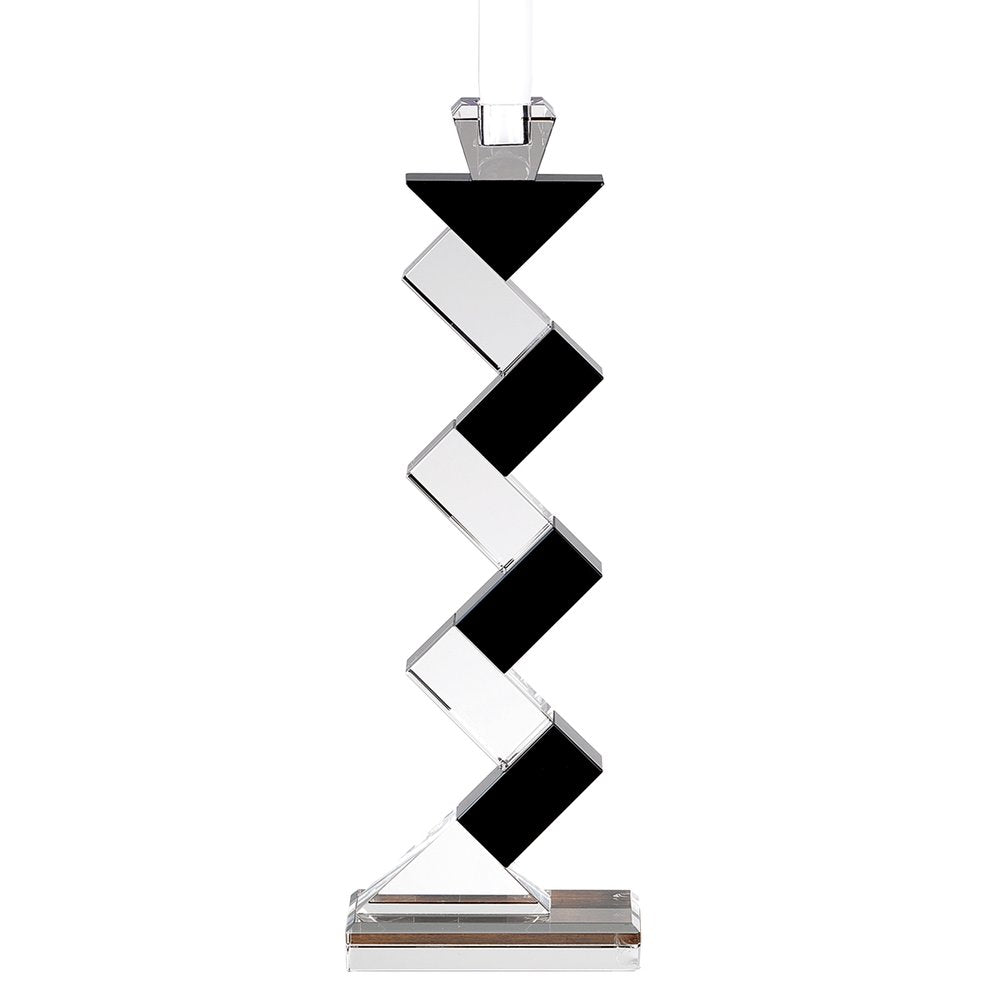 15" Black Crystal Geometric Pillar Candle Holder