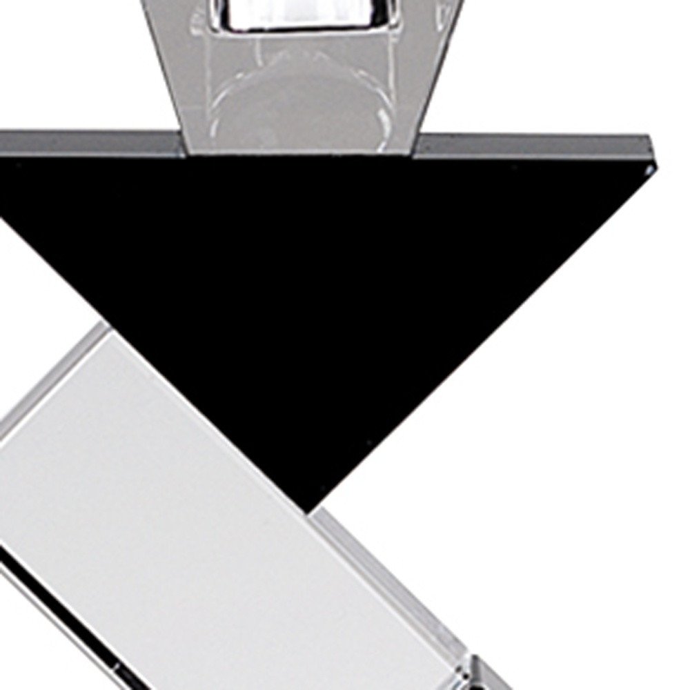 15" Black Crystal Geometric Pillar Candle Holder