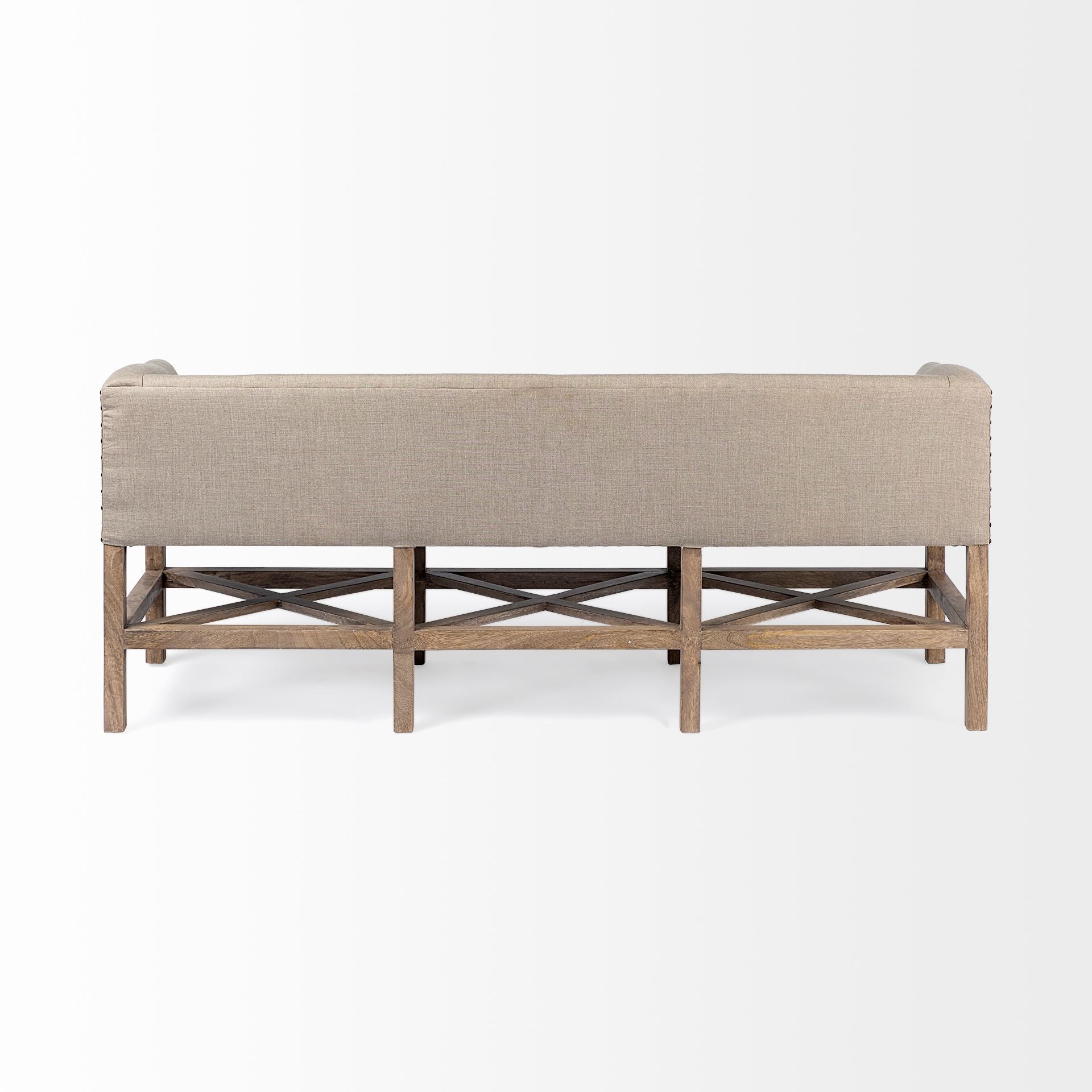 60" Beige Wood Boxed Bench